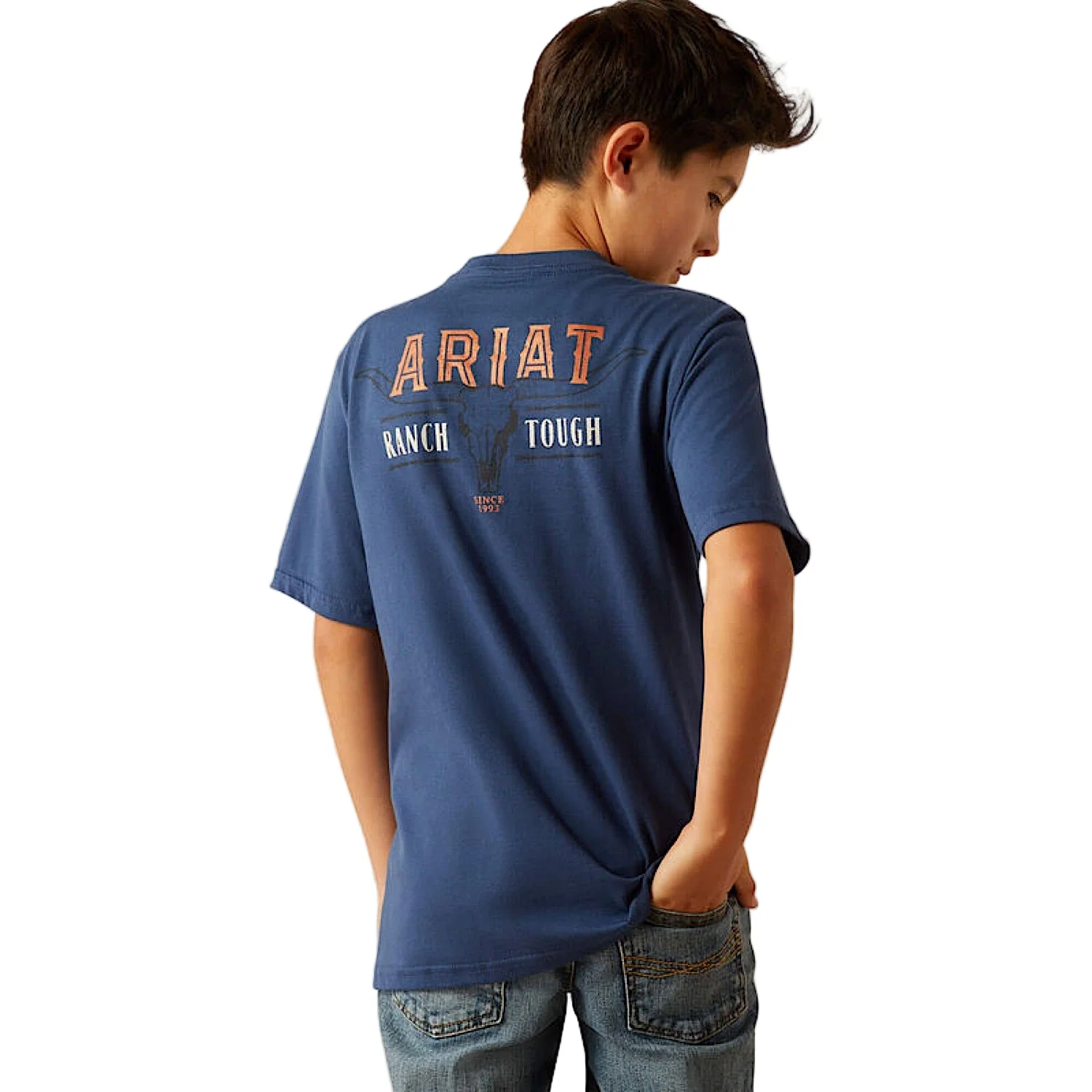 Ariat Boy's Ranch Tough T-Shirt - Space Blue - Image 2