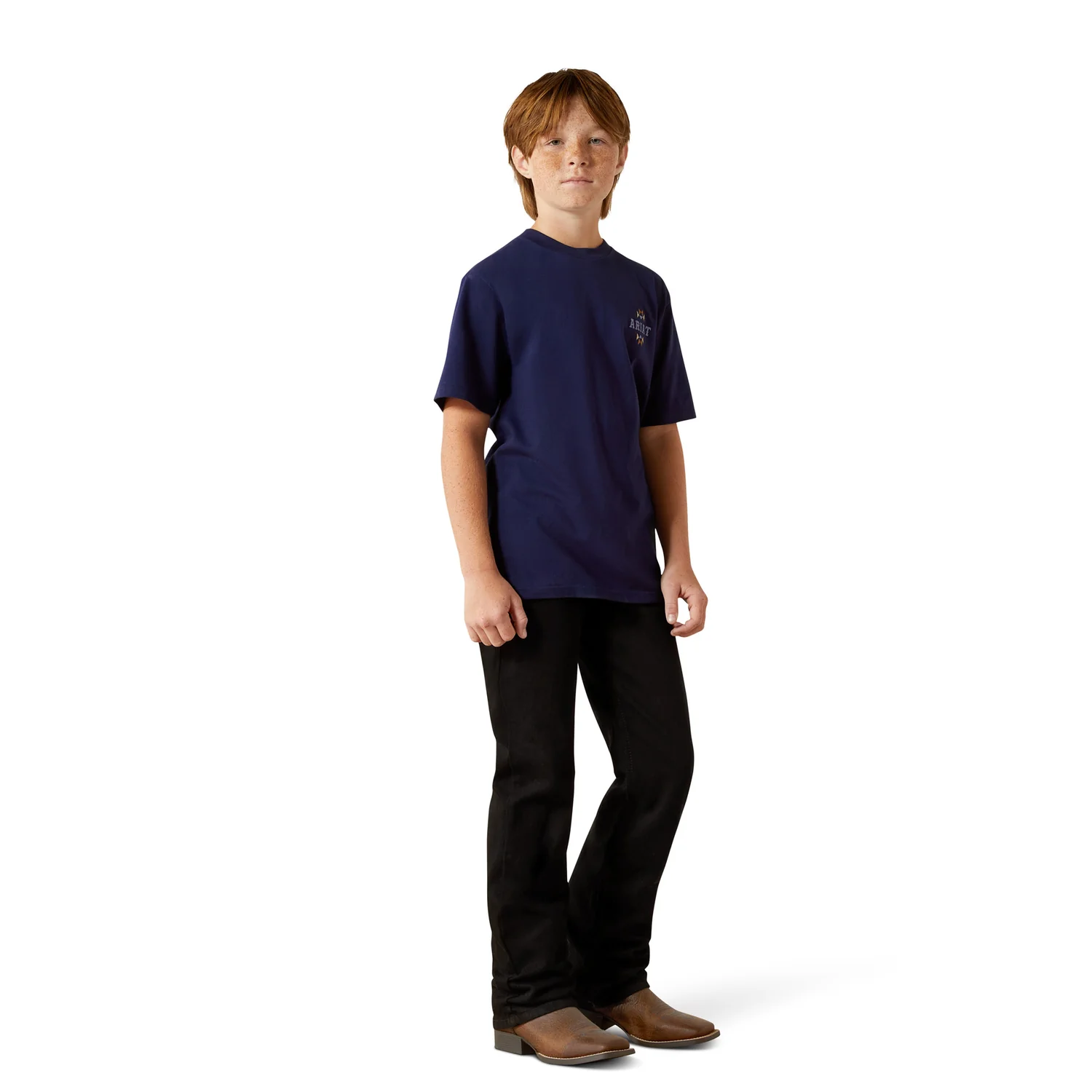 Ariat Boy's Woven West Tee - Medieval Blue - Image 5