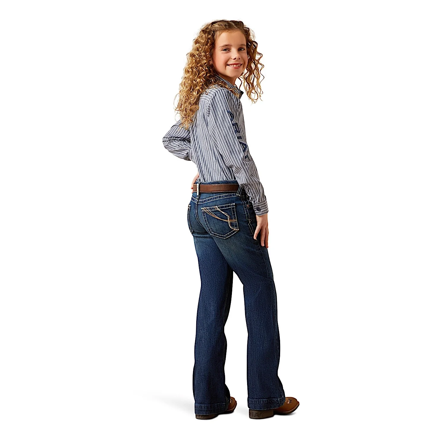 Ariat Girl's Andrea Wide Trouser Jeans - Pacific - Image 3