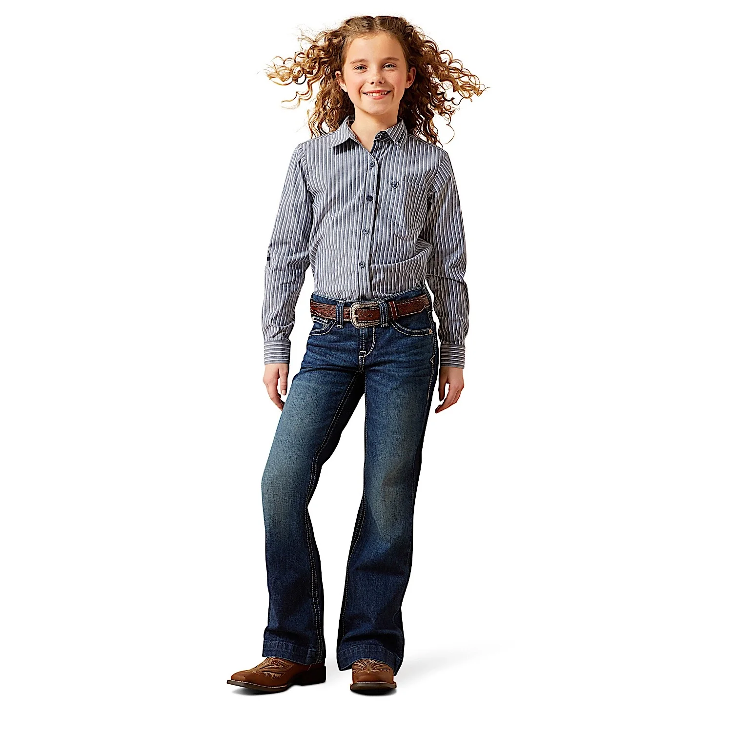 Ariat Girl's Andrea Wide Trouser Jeans - Pacific - Image 4