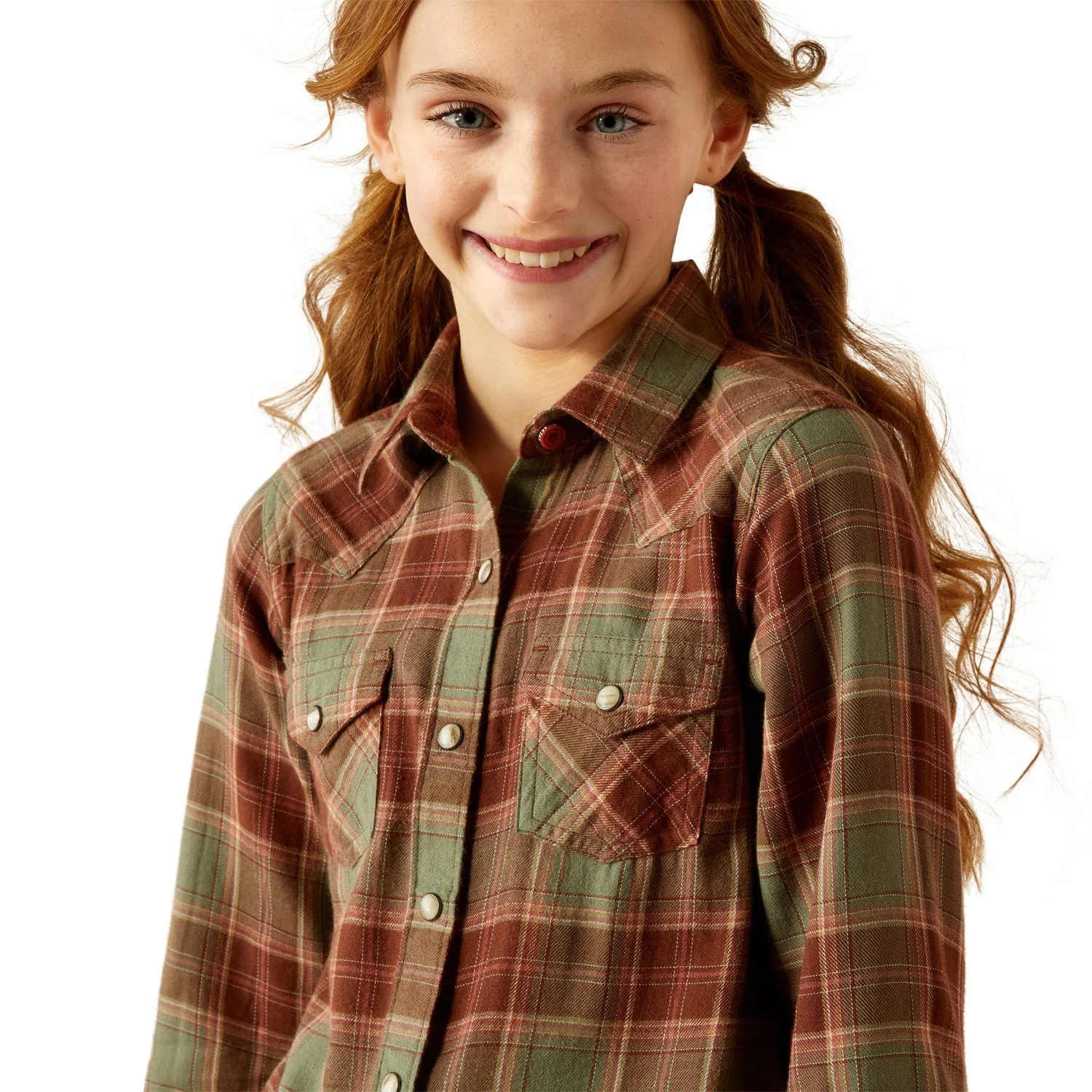 Ariat Girl's Ava Plaid Shirt - Oakwood Plaid - Image 4