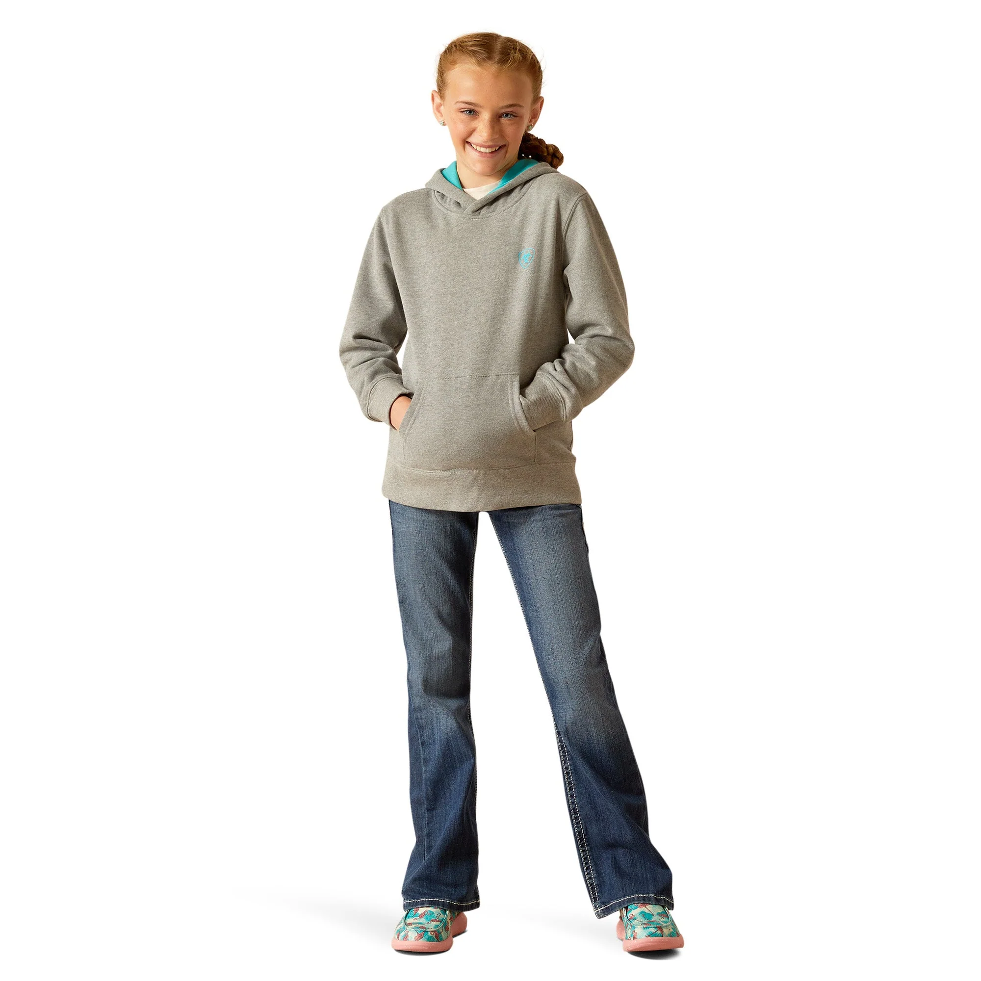 Ariat Girl's Equipment Hoodie - Heather Grey - Image 3