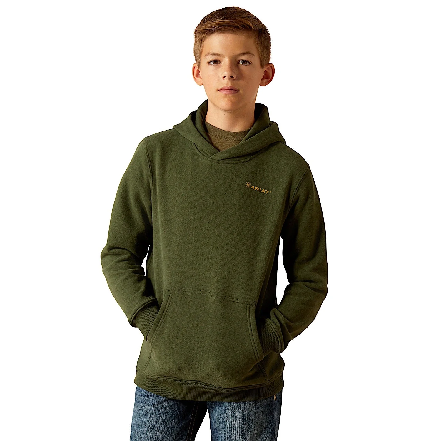 Ariat Kids Barbwire Skull Hoodie - Dark Green - Image 2