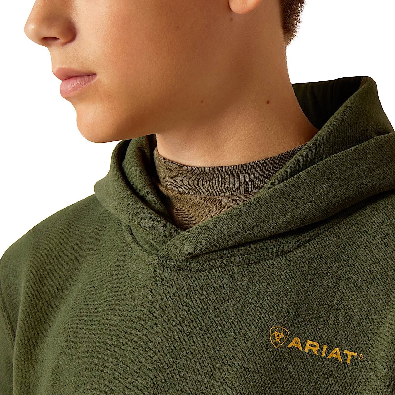 Ariat Kids Barbwire Skull Hoodie - Dark Green - Image 3