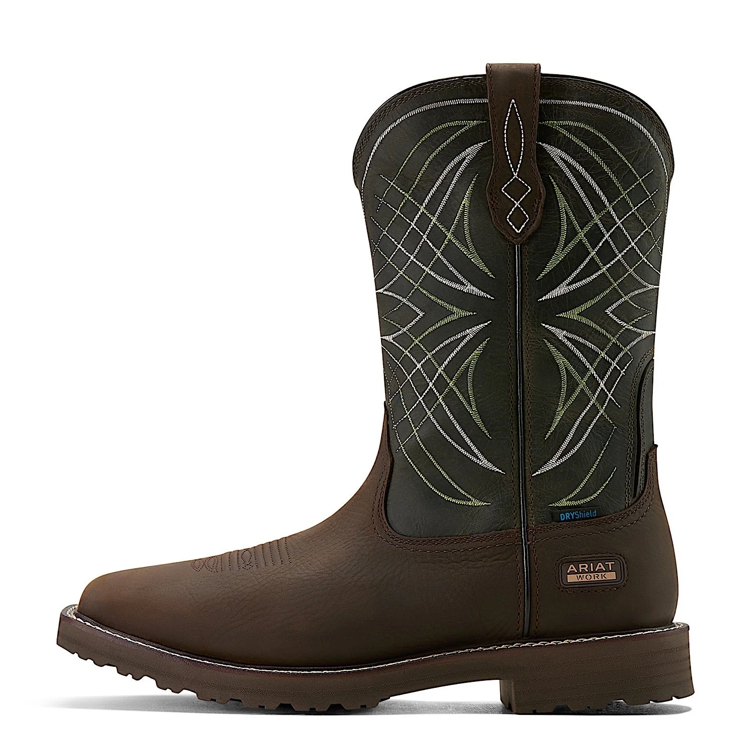 Ariat Men's Activator Waterproof Work Boot - Dark Brown/Green - Image 2