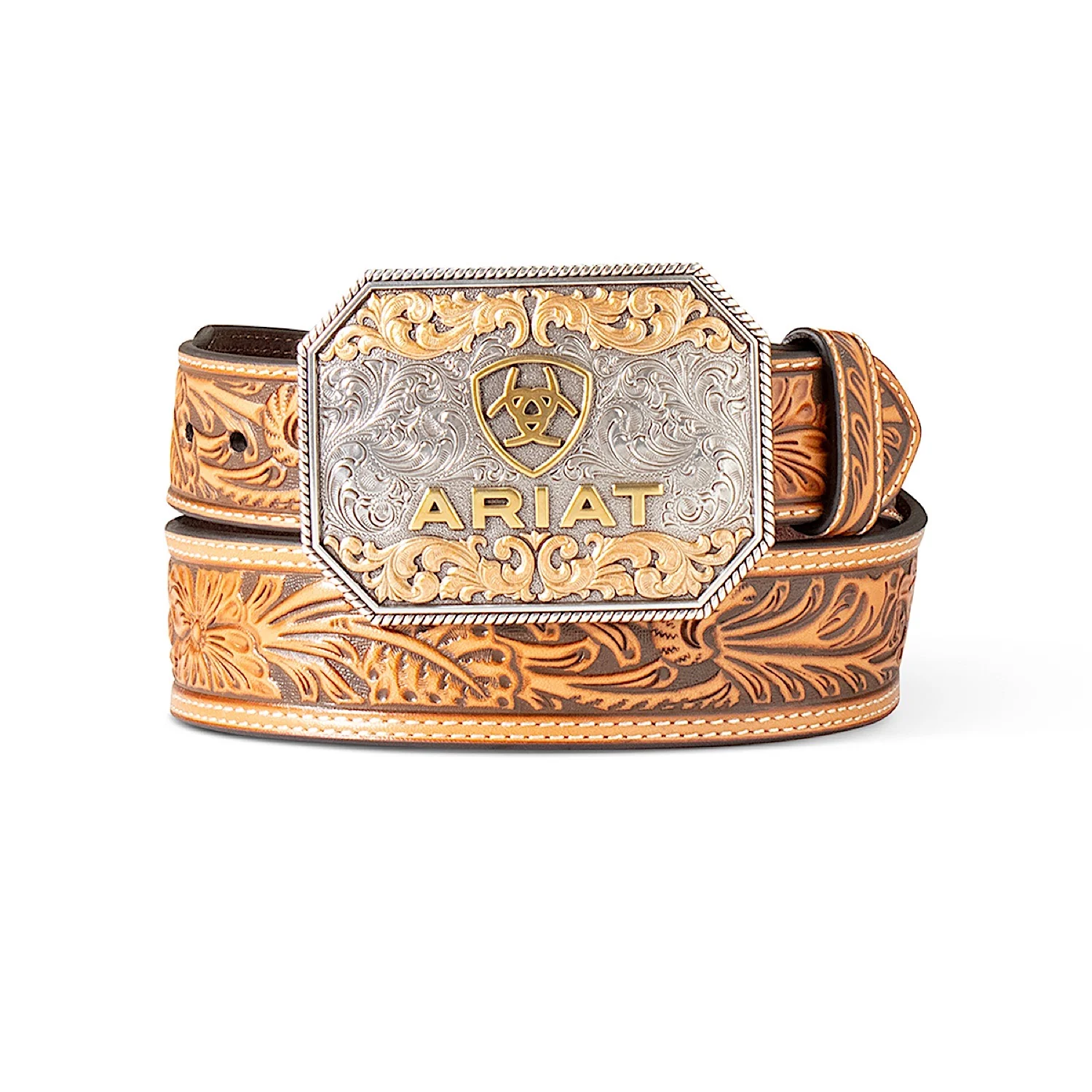 Ariat Belt - Floral Embossed Tapered Tan