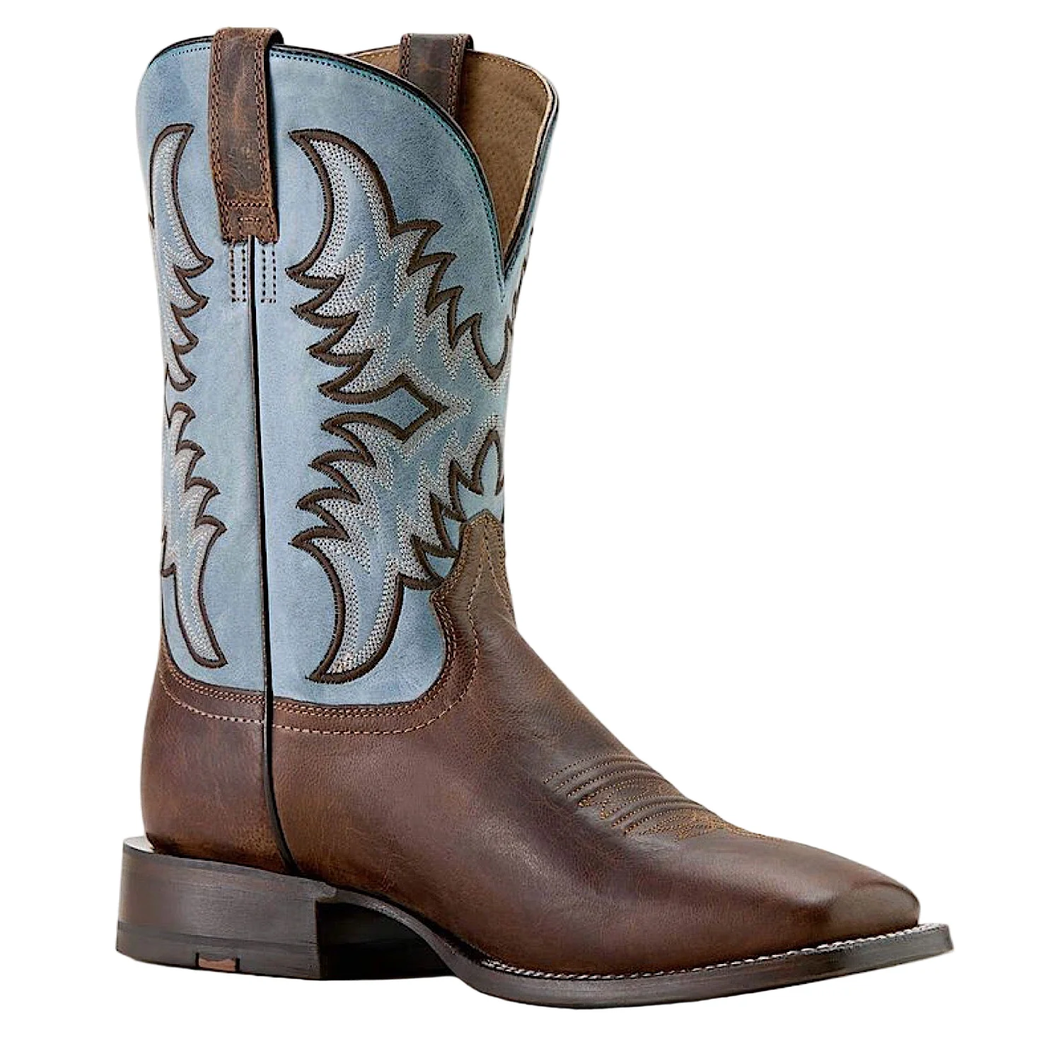 Ariat Men's Cattle Creek WST Cowboy Boot - Weathered Brown / Baltic Blue - Image 6