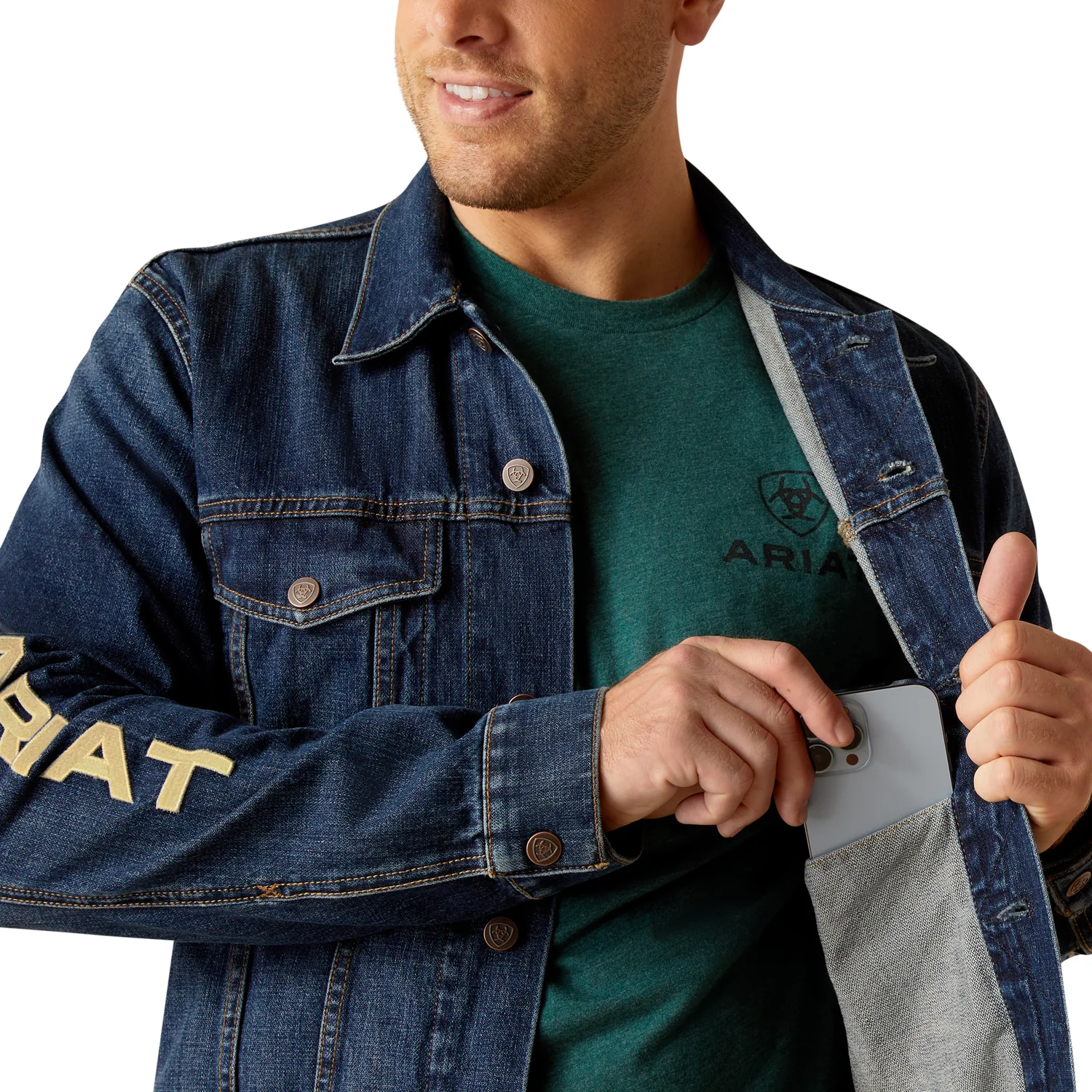 Ariat Mens Denim Team Trucker Jacket - Richford - Image 3
