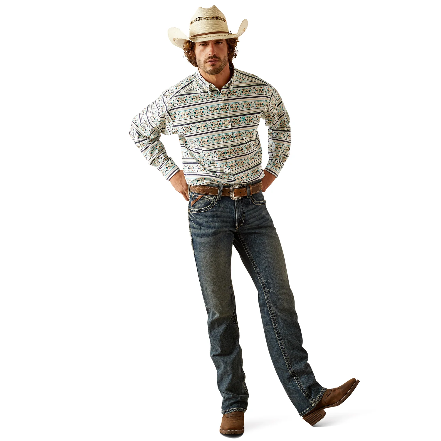 Ariat Men's Judge Classic Fit Shirt - Teal - Image 4