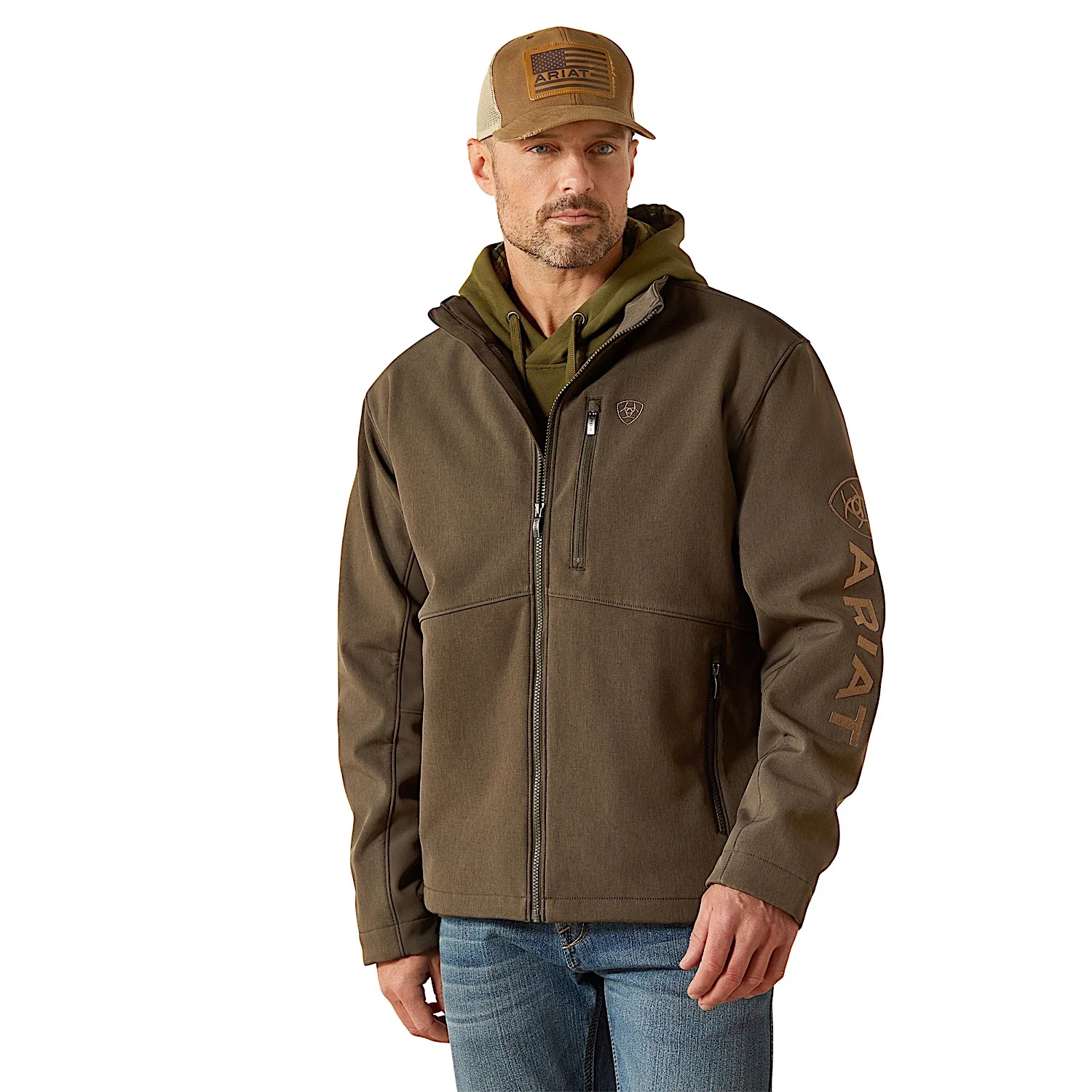 Ariat Men's Logo Softshell Jacket - Earth Green Heather