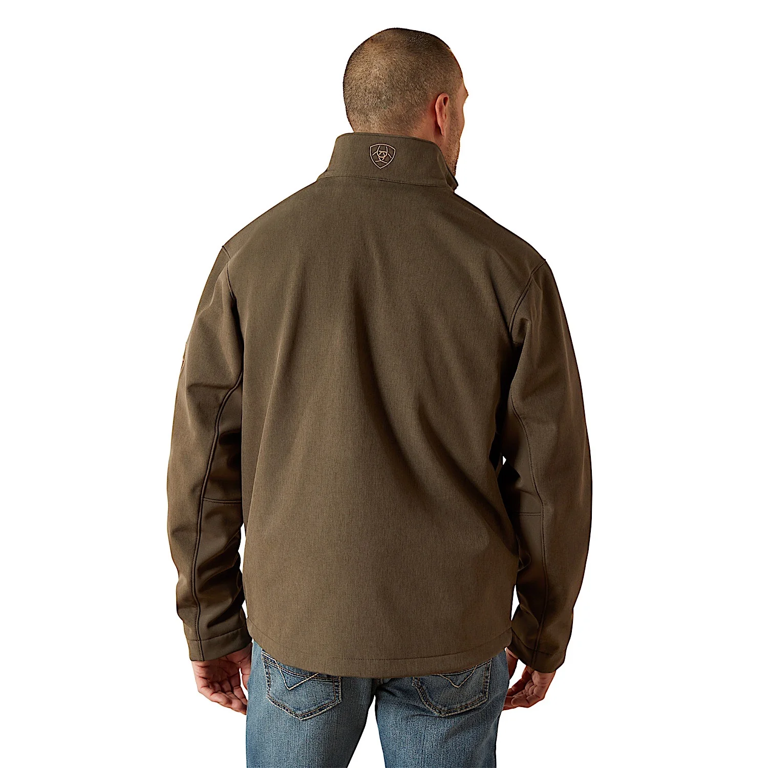 Ariat Men's Logo Softshell Jacket - Earth Green Heather - Image 2