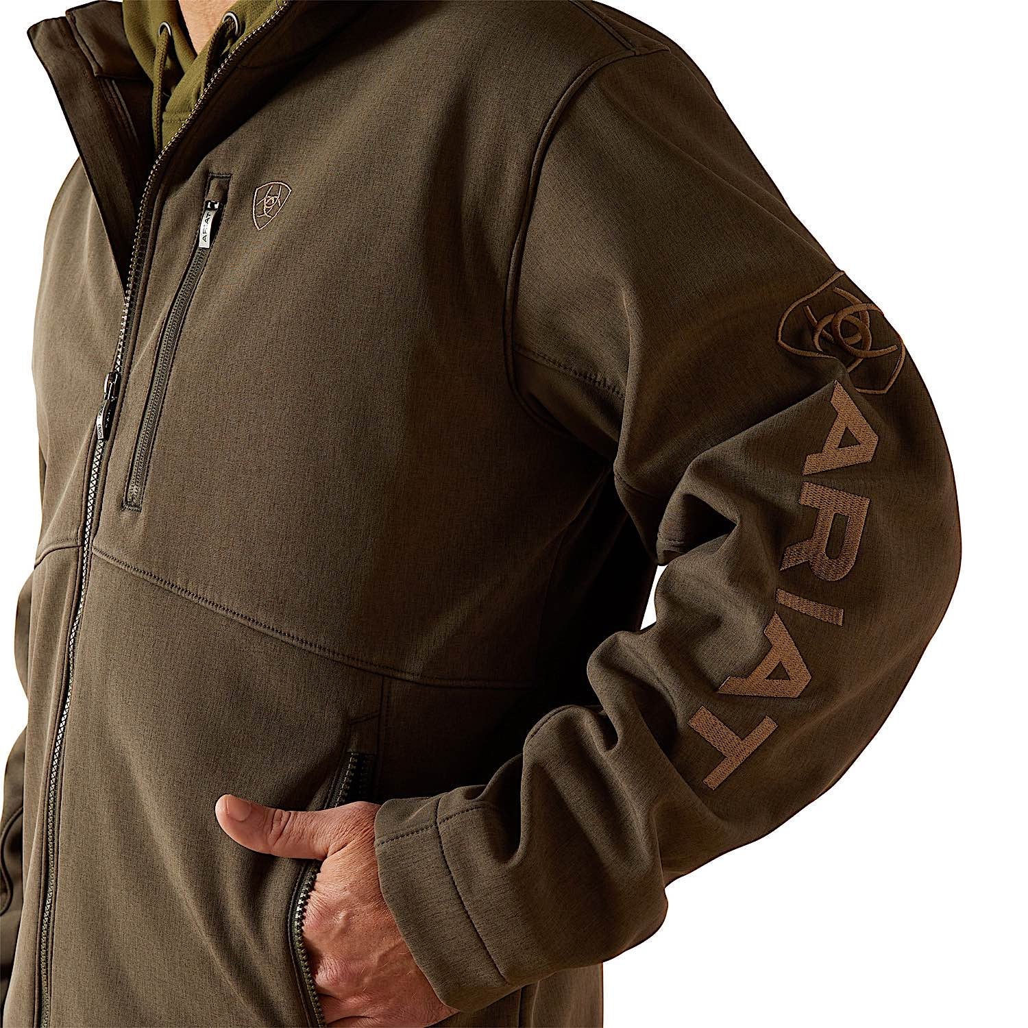 Ariat Men's Logo Softshell Jacket - Earth Green Heather - Image 5