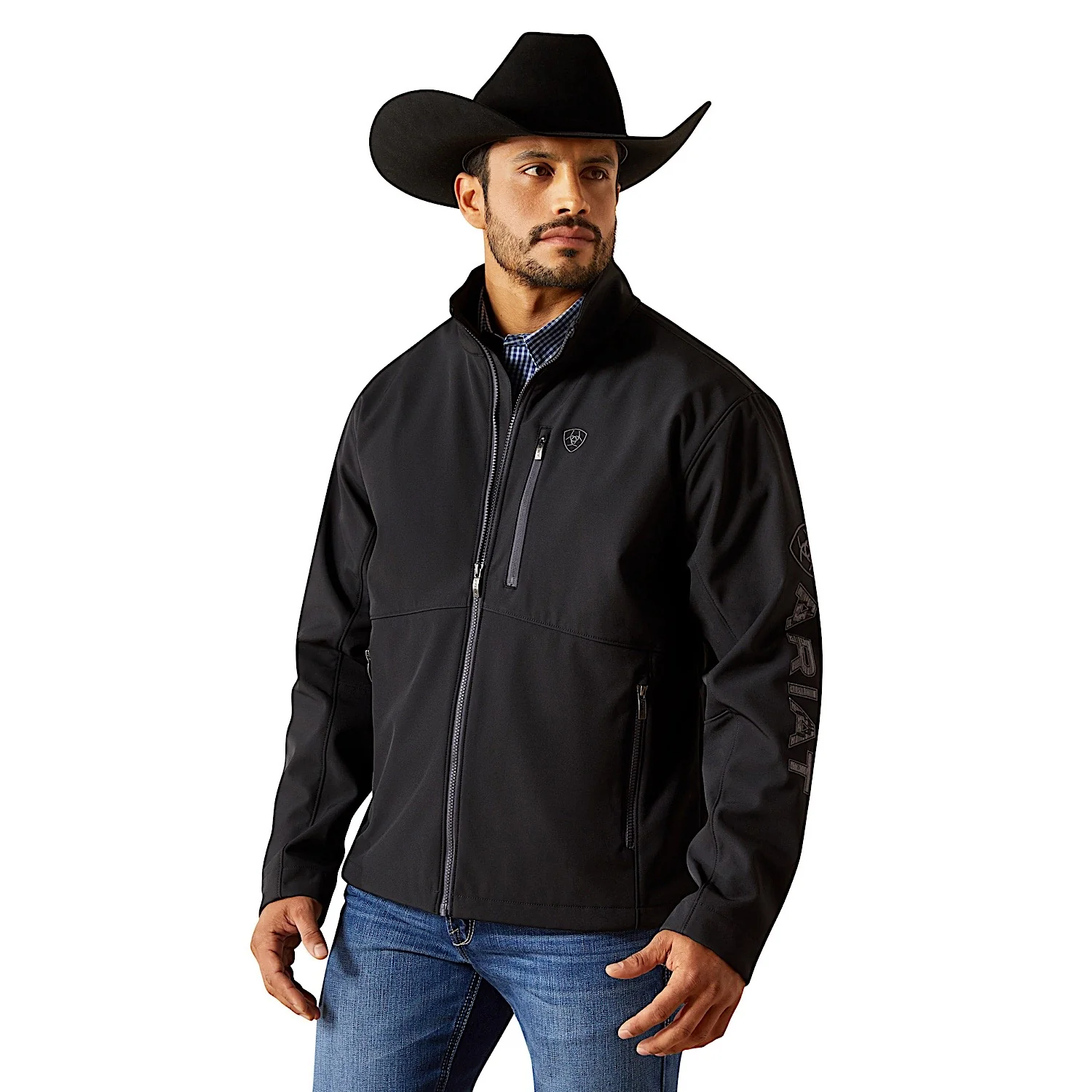 Ariat Men's Logo Softshell Jacket - Phantom/Grey Southwest