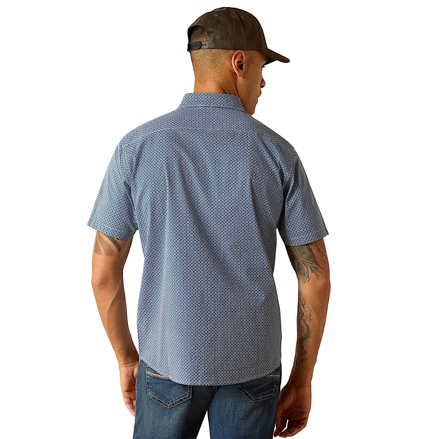 Ariat Men's Modern Fit Miller Short Sleeve Shirt Blue Ridge - Image 2