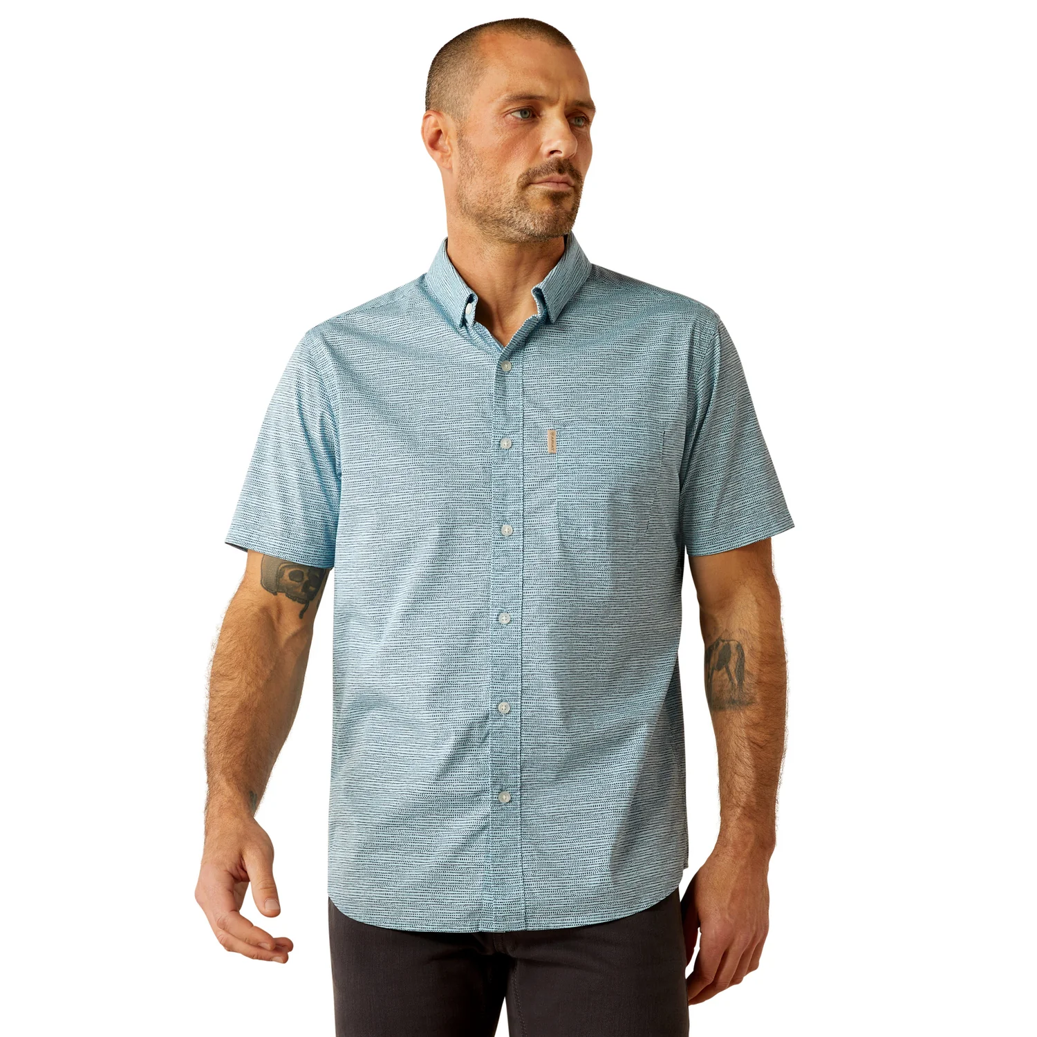Ariat Men's Monte Modern Fit Shirt - Aqua