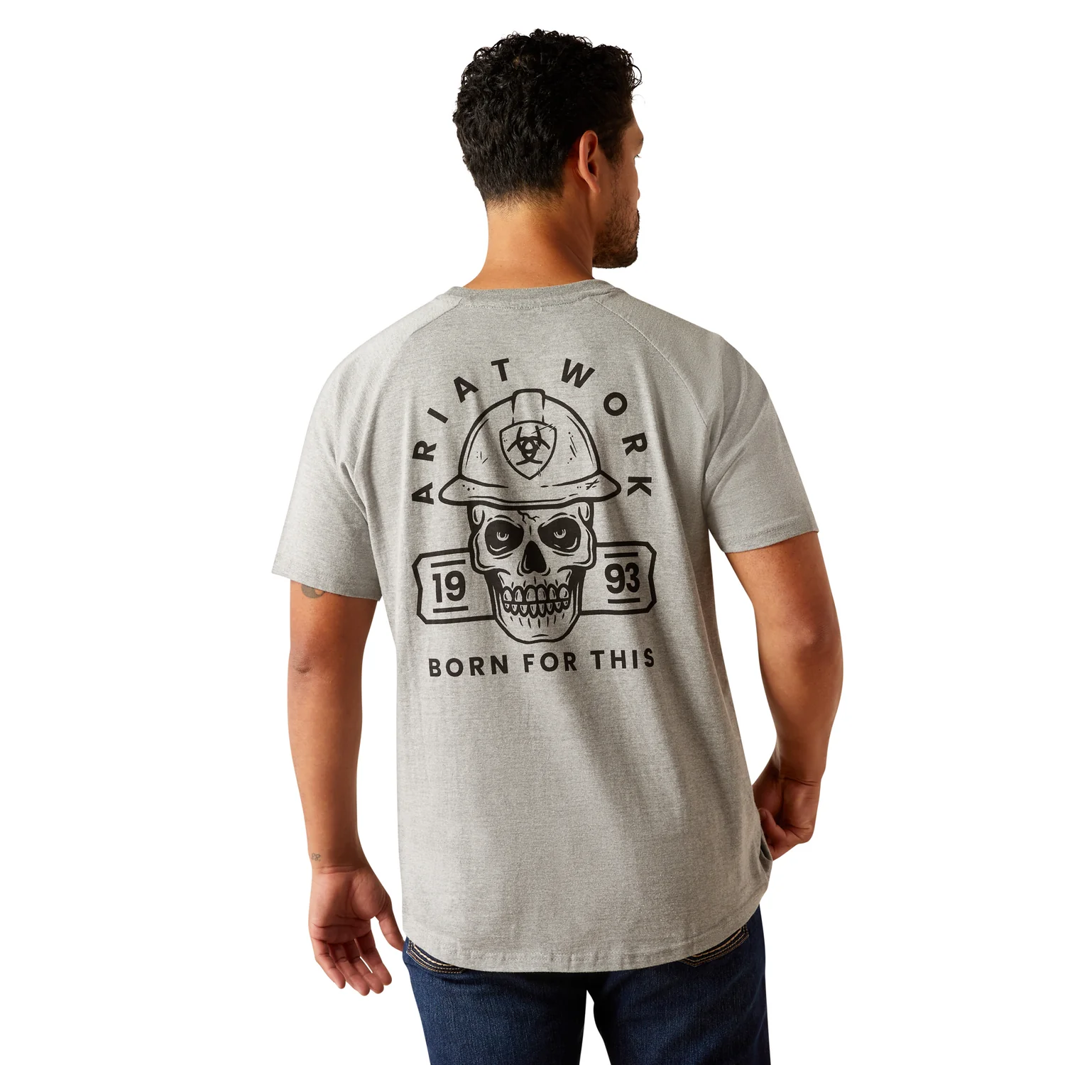 Ariat Men's Rebar Cotton Strong Hardhead T Shirt - Heather Grey - Image 2
