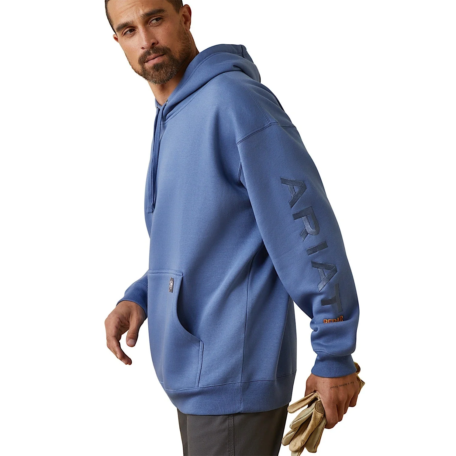 Ariat Men's Rebar Graphic Hoodie Coastal Fjord/Navy - Image 4