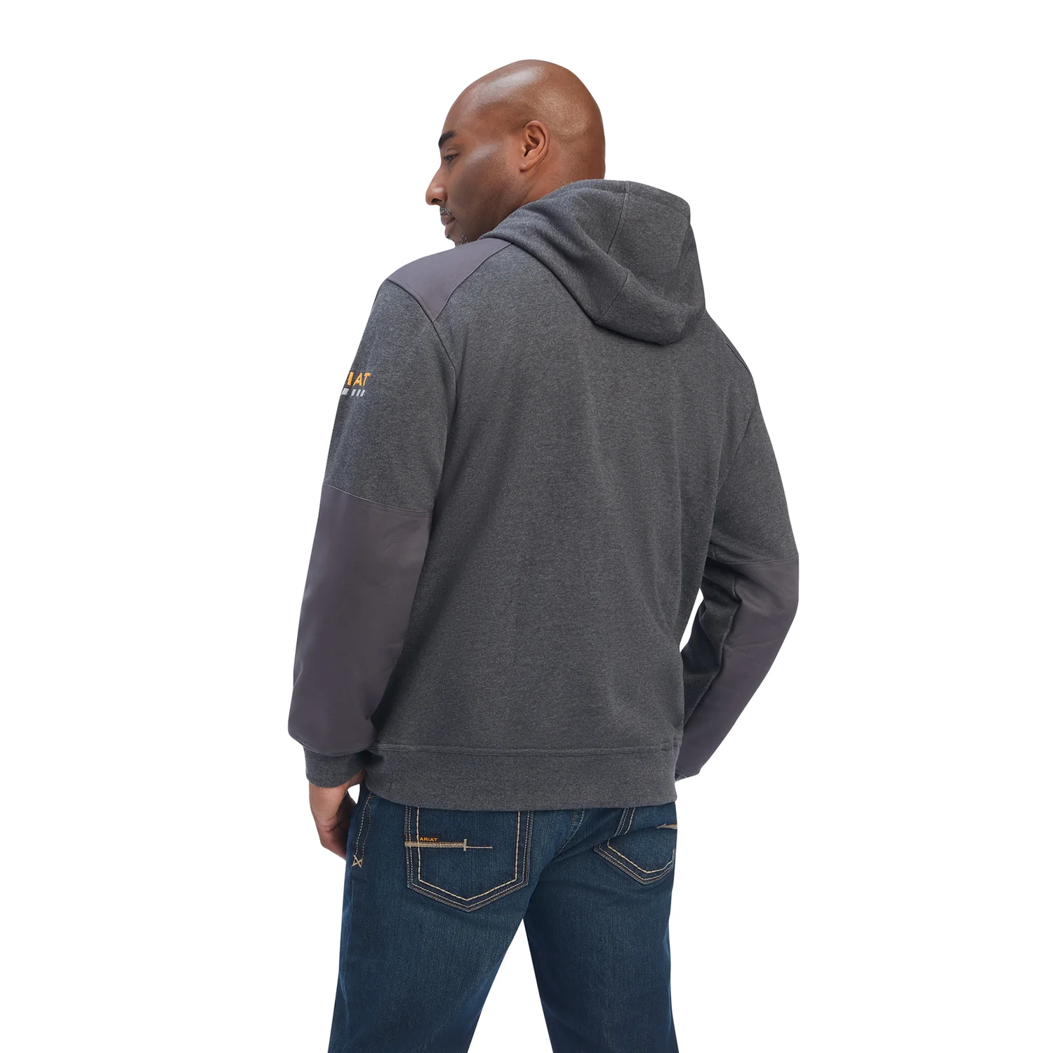 Ariat Mens Rebar Workman DuraCanvas Hood- Charcoal Heather/Rebar Grey - Image 2