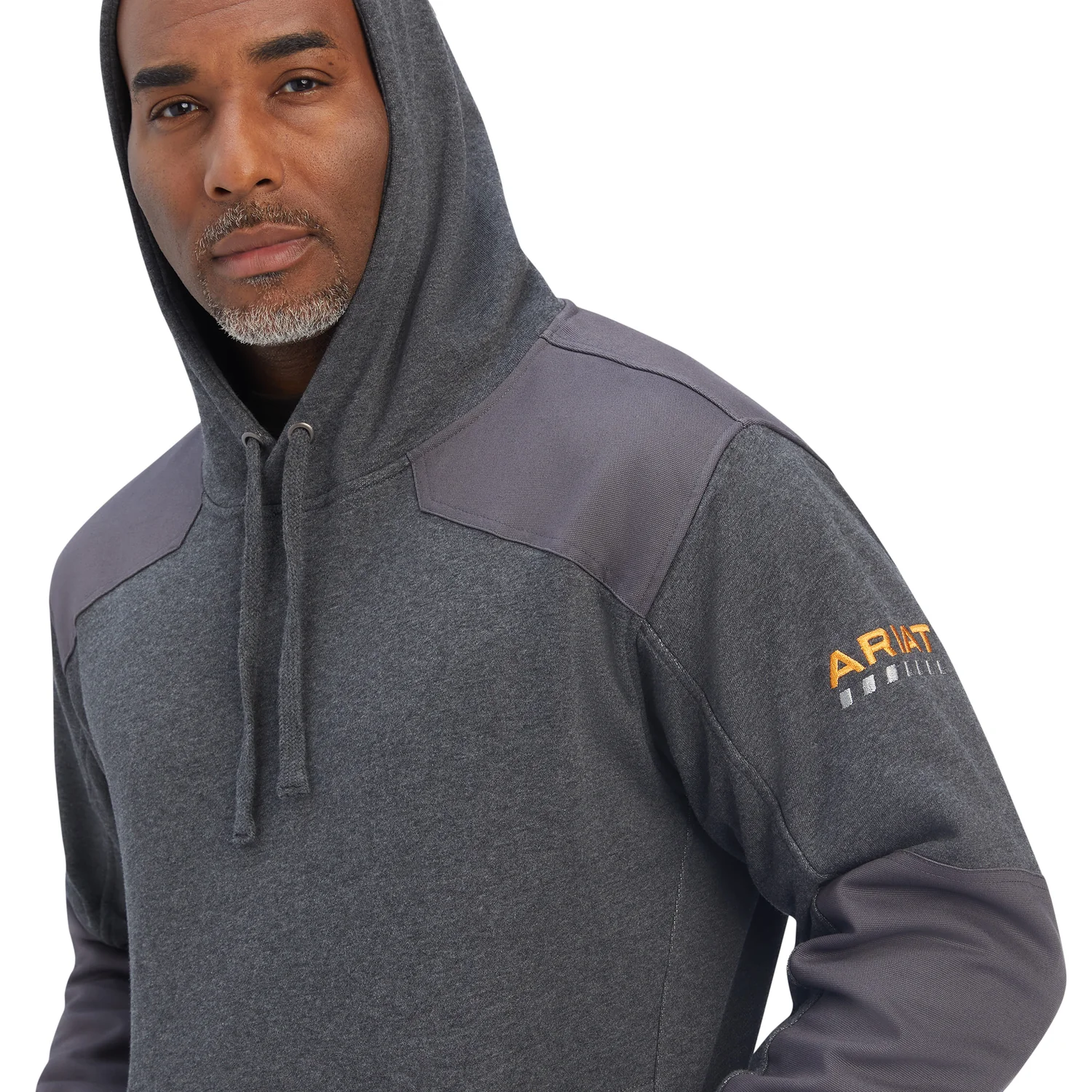 Ariat Mens Rebar Workman DuraCanvas Hood- Charcoal Heather/Rebar Grey - Image 3