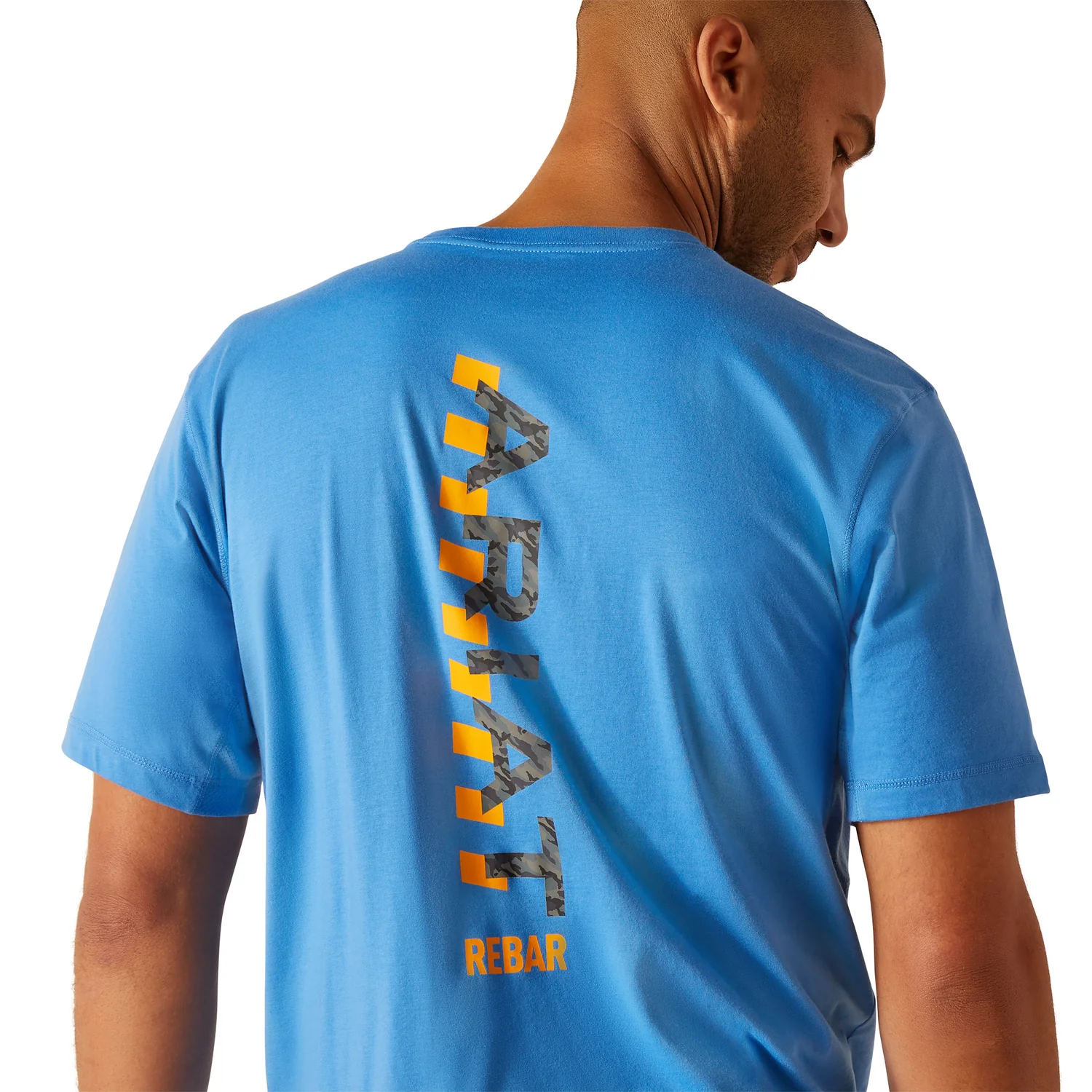 Ariat Men's Rebar Workman Logo T-Shirt - Campanula/Grey Camo - Image 4