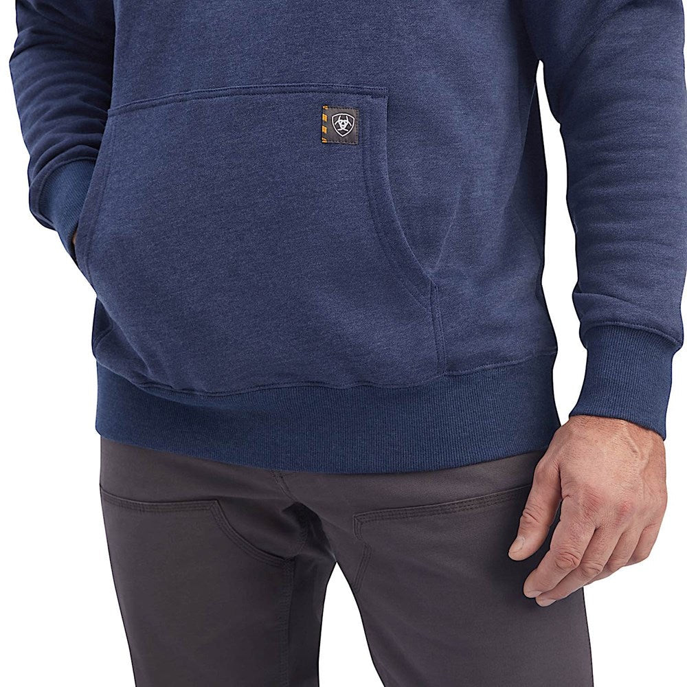 Ariat Mens Rebar Workman Quarter Zip Hoodie Navy Heather - Image 3