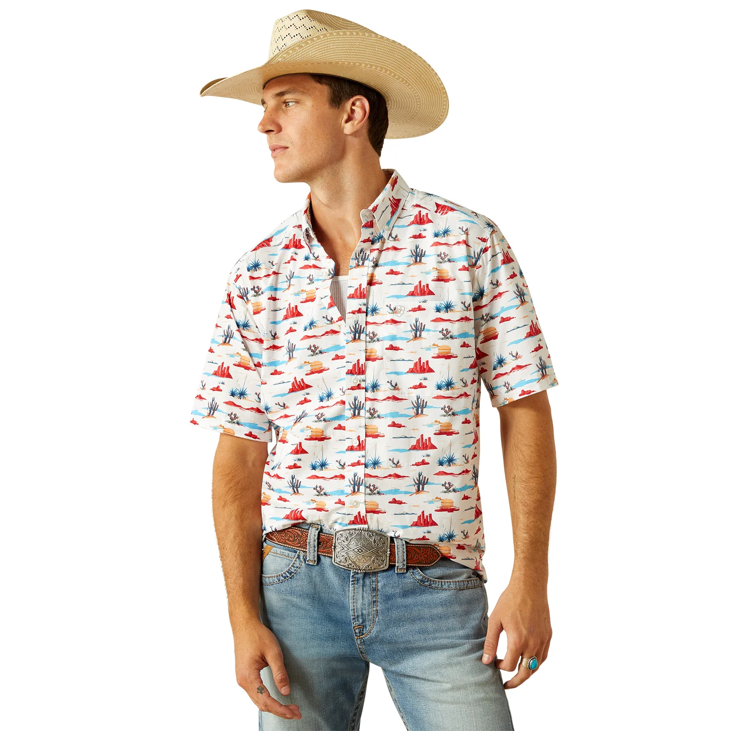 Ariat Men's Scout Classic Fit Short Sleeve Shirt - White
