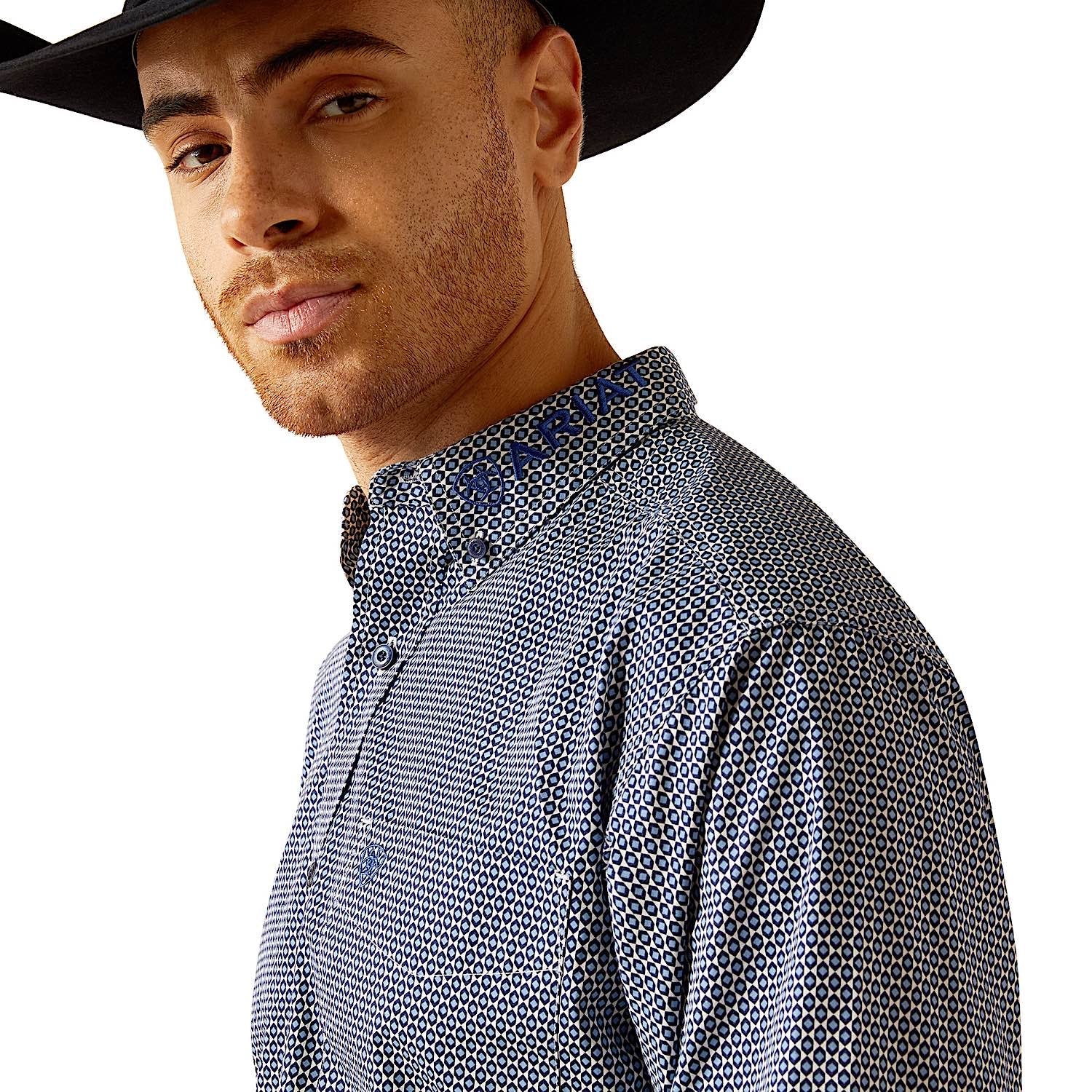 Ariat Men's Team Keenan Classic Fit Shirt - Blue/Navy Blue - Image 3