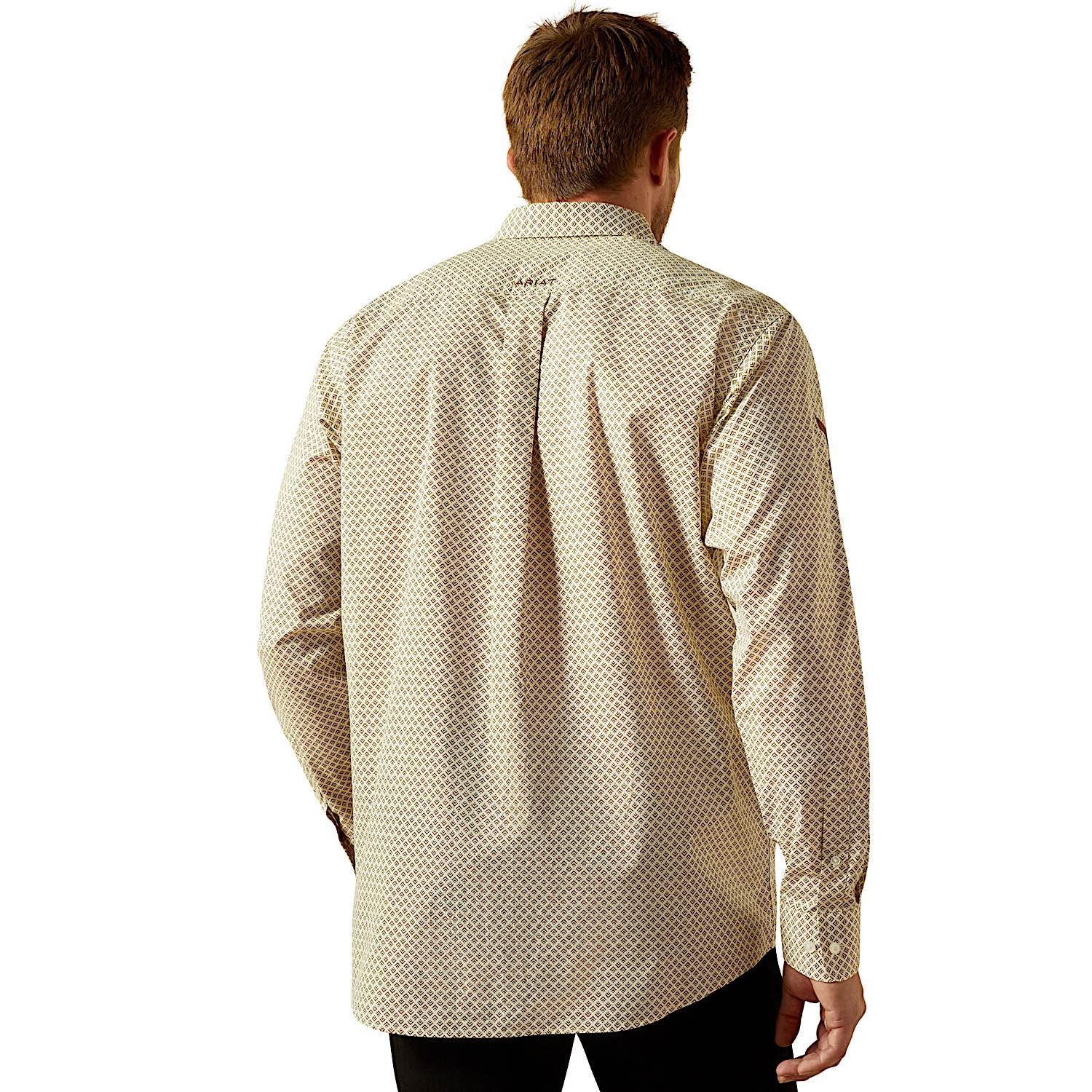 Ariat Men's Team Pierce Classic Fit Shirt - Cream/Light Brown - Image 2