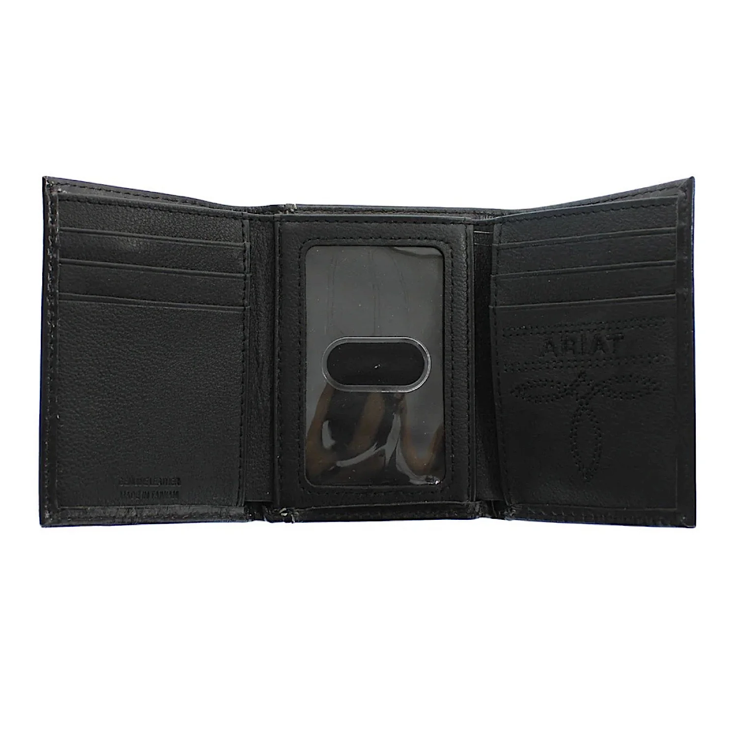 Ariat Men's Trifold Style Wallet Floral Embossed Shield - Black - Image 2