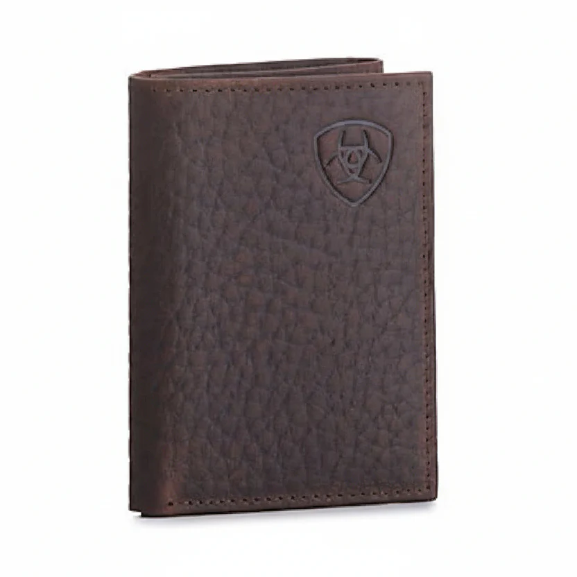 Ariat Men's Trifold Wallet Shield Logo - Brown