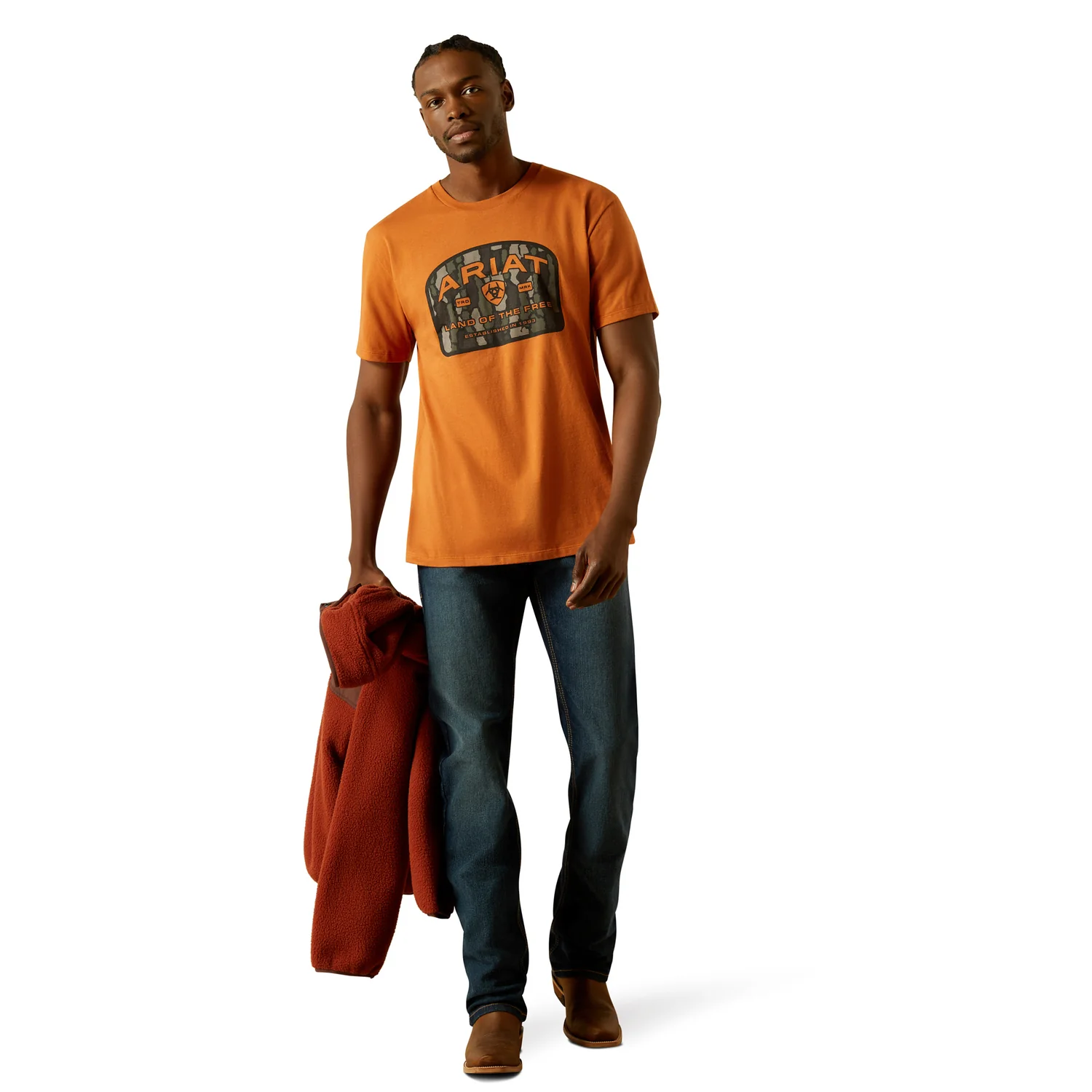 Ariat Men's Underlands Camo Badge Tee - Adobe - Image 4