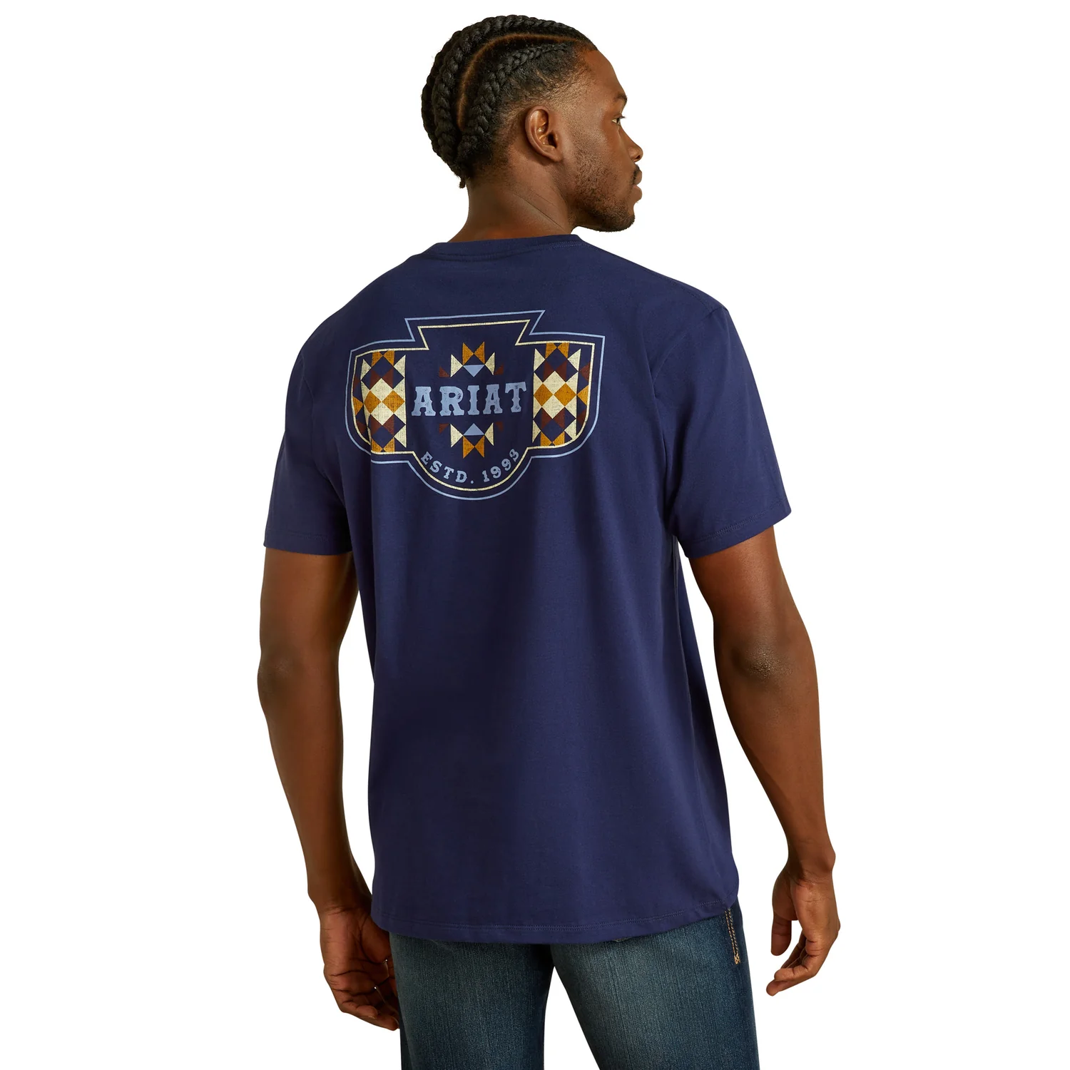 Ariat Men's Woven West Tee - Medieval Blue - Image 3