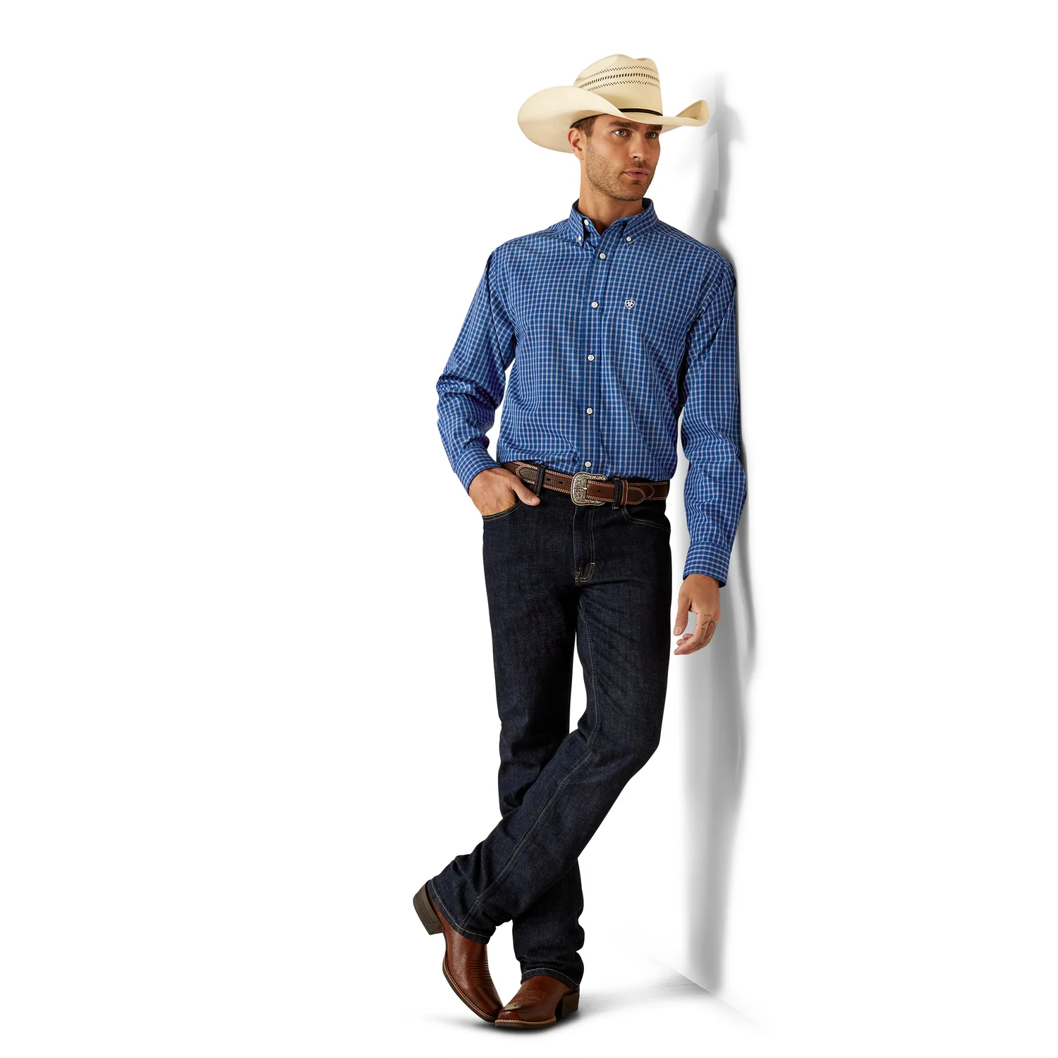 Ariat Men's Wrinkle Free Blair Classic Fit Shirt - Navy - Image 4