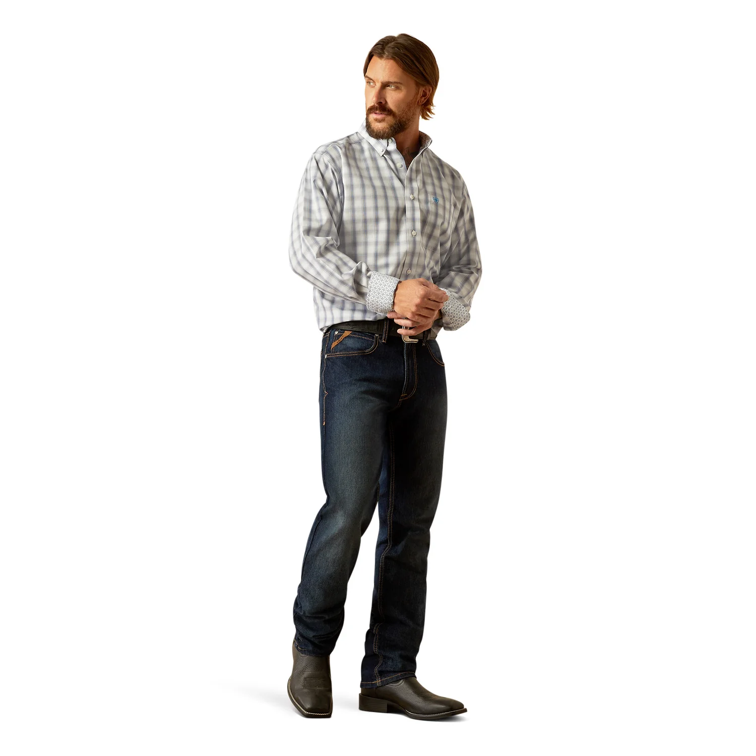 Ariat Men's Wrinkle Free Briar Classic Fit Shirt - White - Image 5