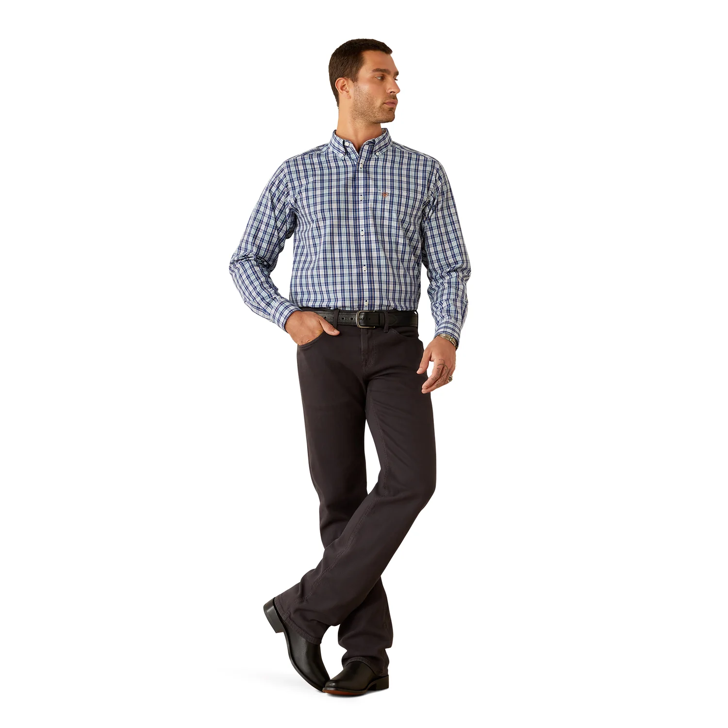 Ariat Men's Wrinkle Free Bronson Fitted Shirt - Blue - Image 4