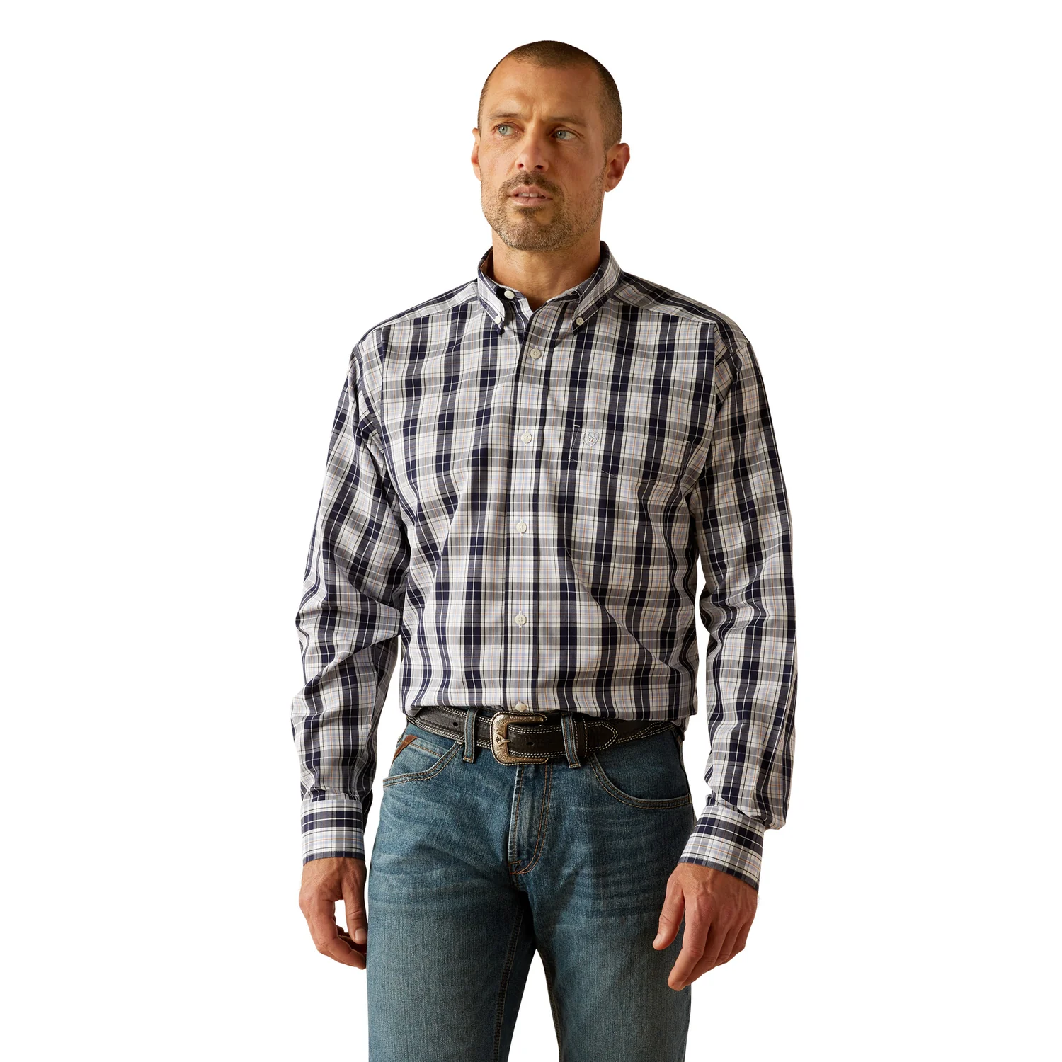 Ariat Men's Wrinkle Free Ocean Classic Fit Shirt - Dark Blue