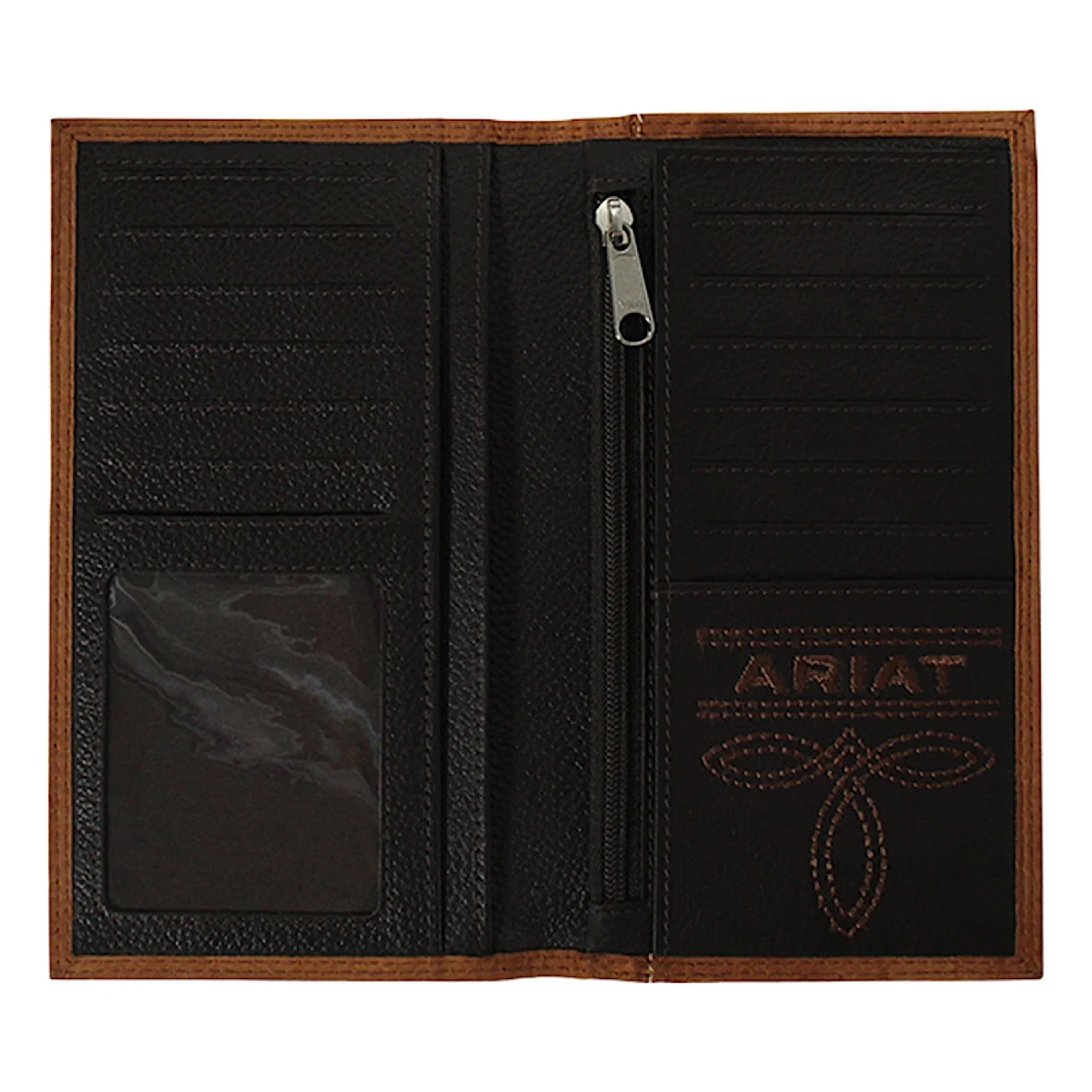 Ariat Rodeo Wallet Interior Zipper Pocket - Medium Brown - Image 2