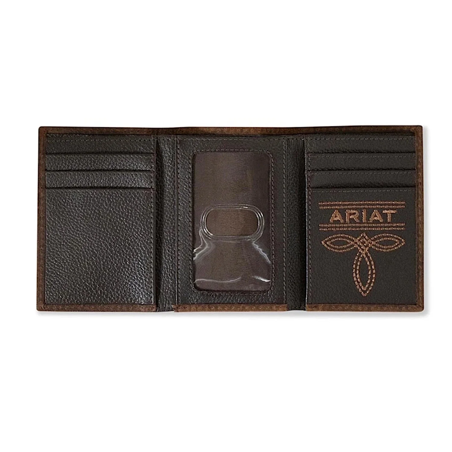 Ariat Trifold Wallet Rodeo Bullhide Ariat Emblem - Brown - Image 2