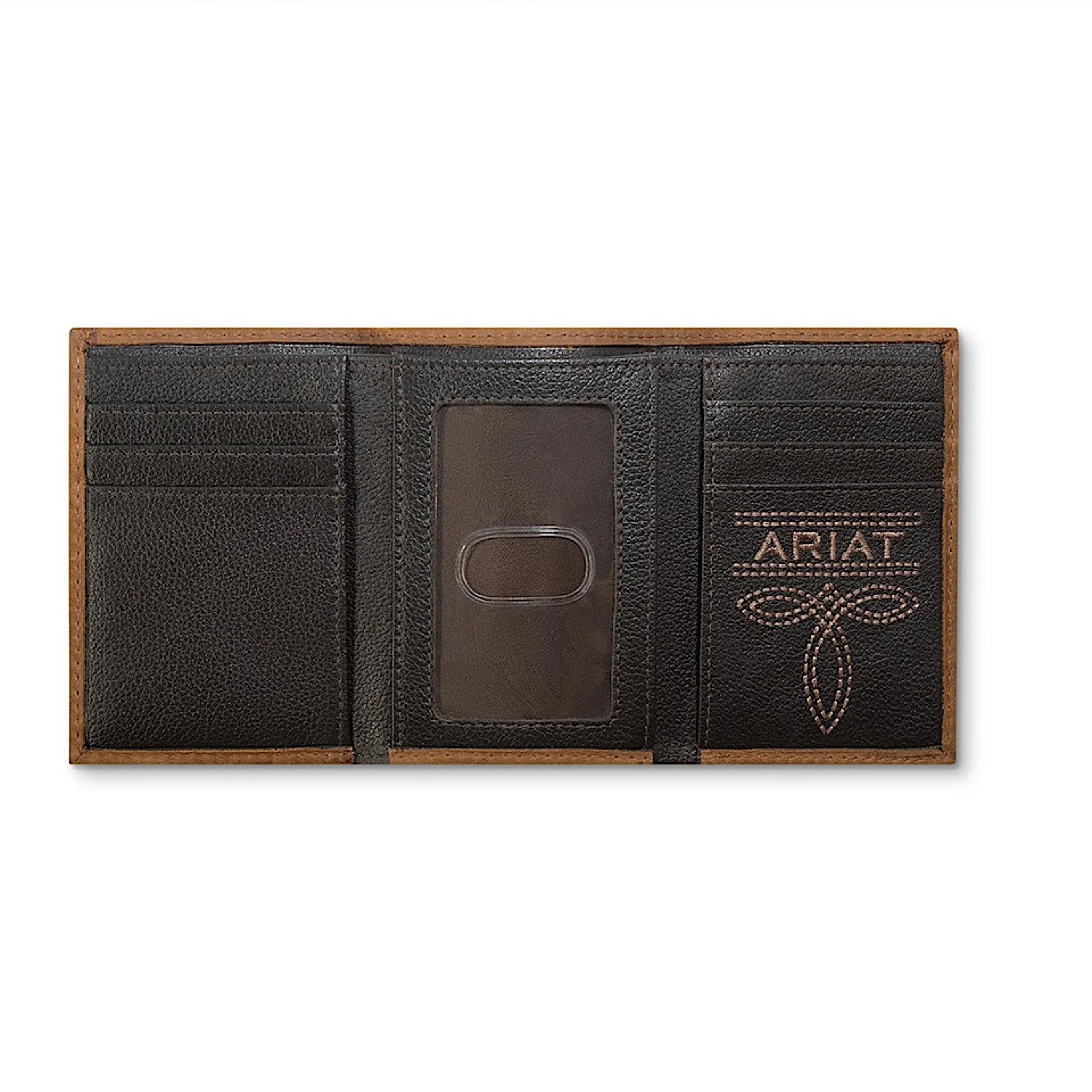 Ariat Trifold Wallet Scrolling Embossed - Medium Brown - Image 2