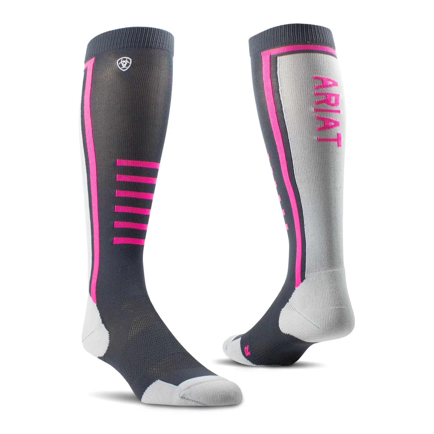 Ariat Unisex Ariattek Slimline Performance Socks - Ebony/Knockout Pink