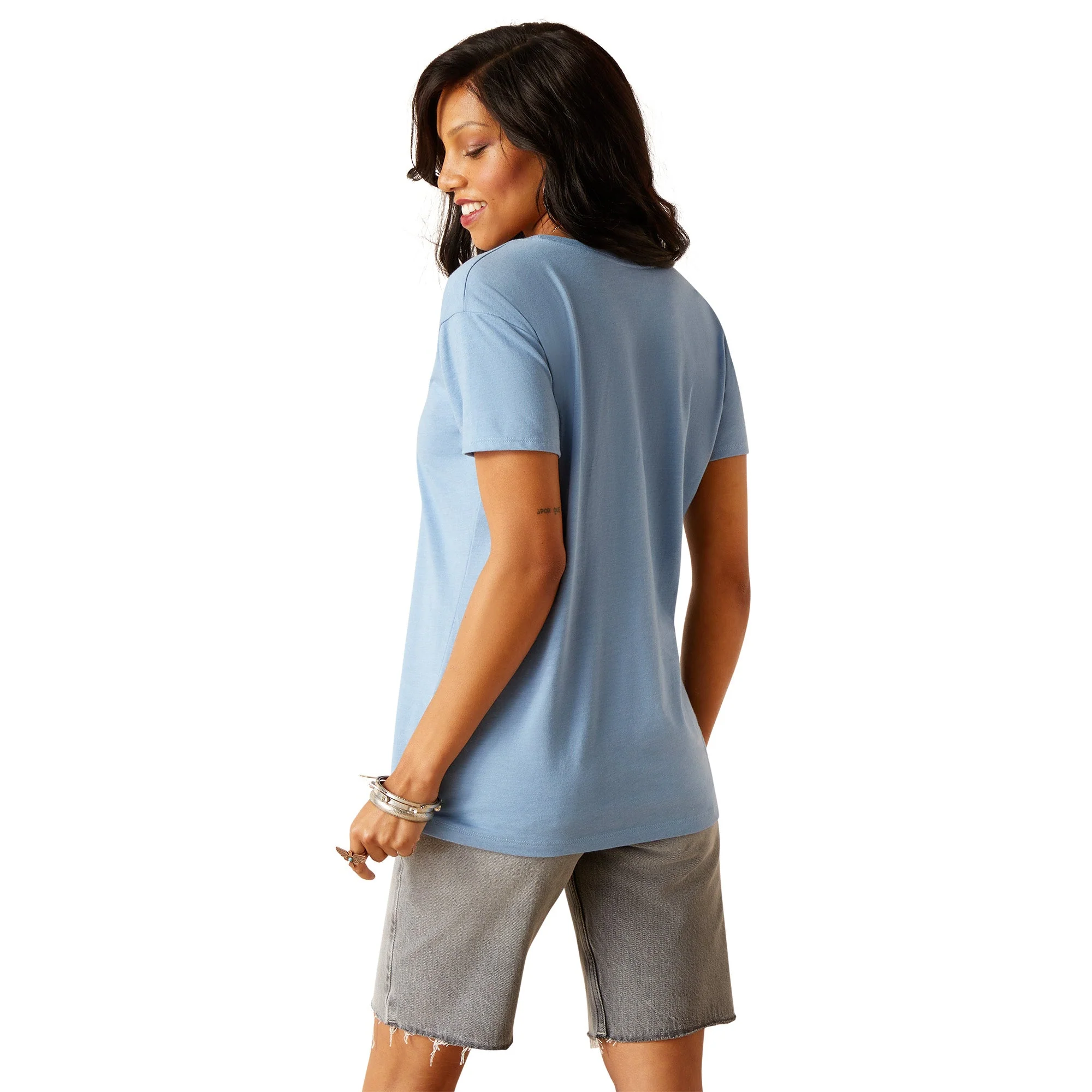 Ariat Women's Acres T-Shirt Light Blue Heather - Image 4