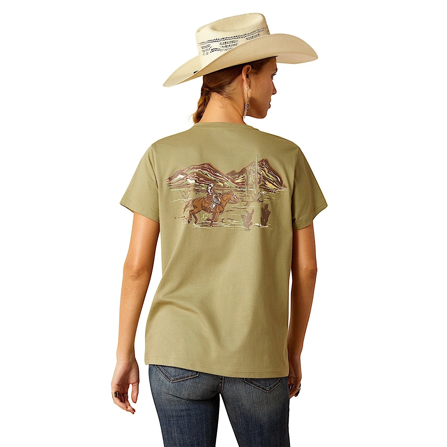 Ariat Women's Desert Scene T-Shirt - Oil Green - Image 2