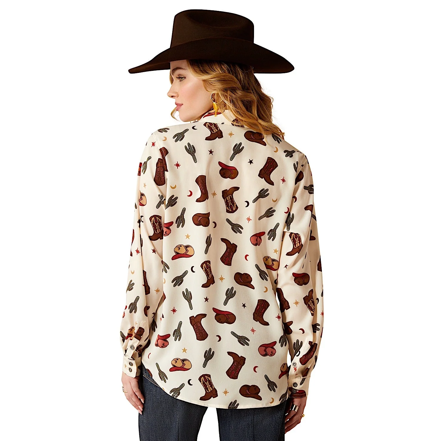 Ariat Women's Homestyle Shirt - Western Cowgirl Print - Image 2