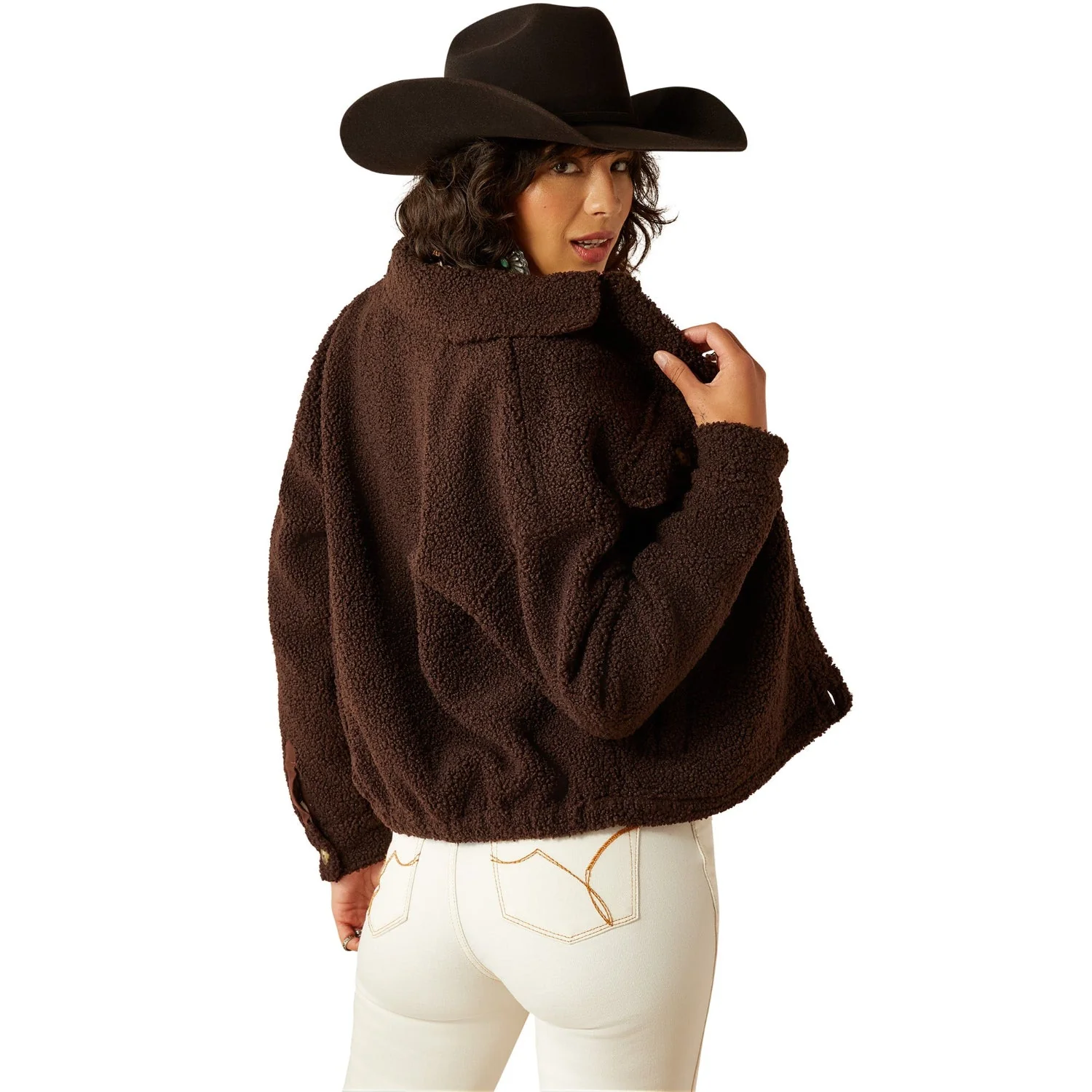 Ariat Women's Julep Cropped Sherpa Jacket - Mole - Image 2
