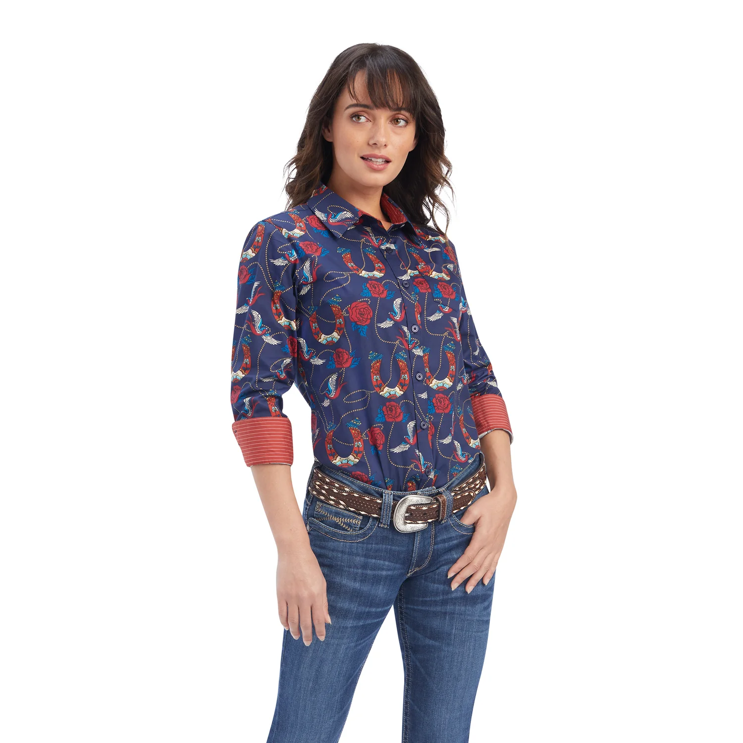 Ariat Women's Kirby Stretch Shirt - Ropey Rose Print
