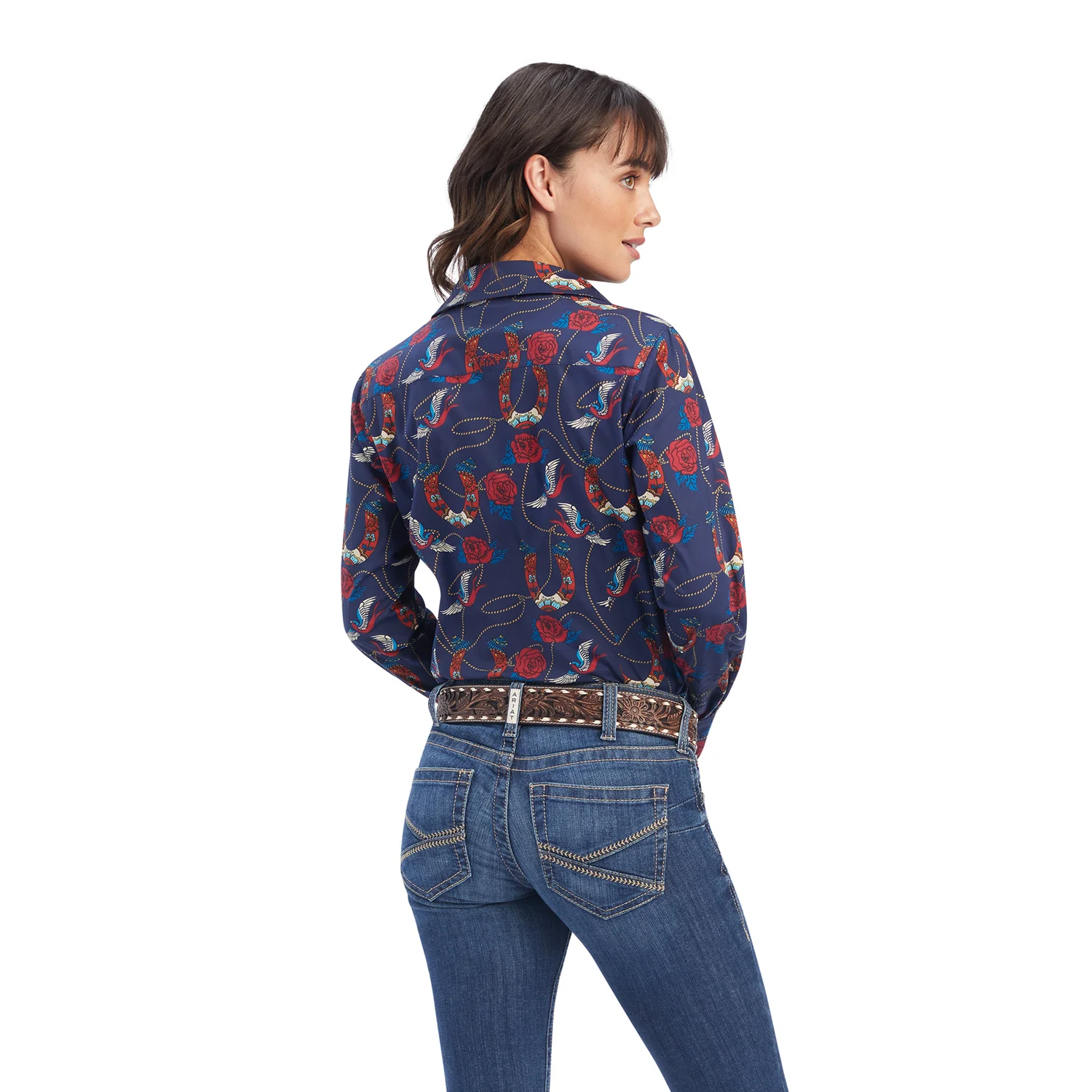 Ariat Women's Kirby Stretch Shirt - Ropey Rose Print - Image 2