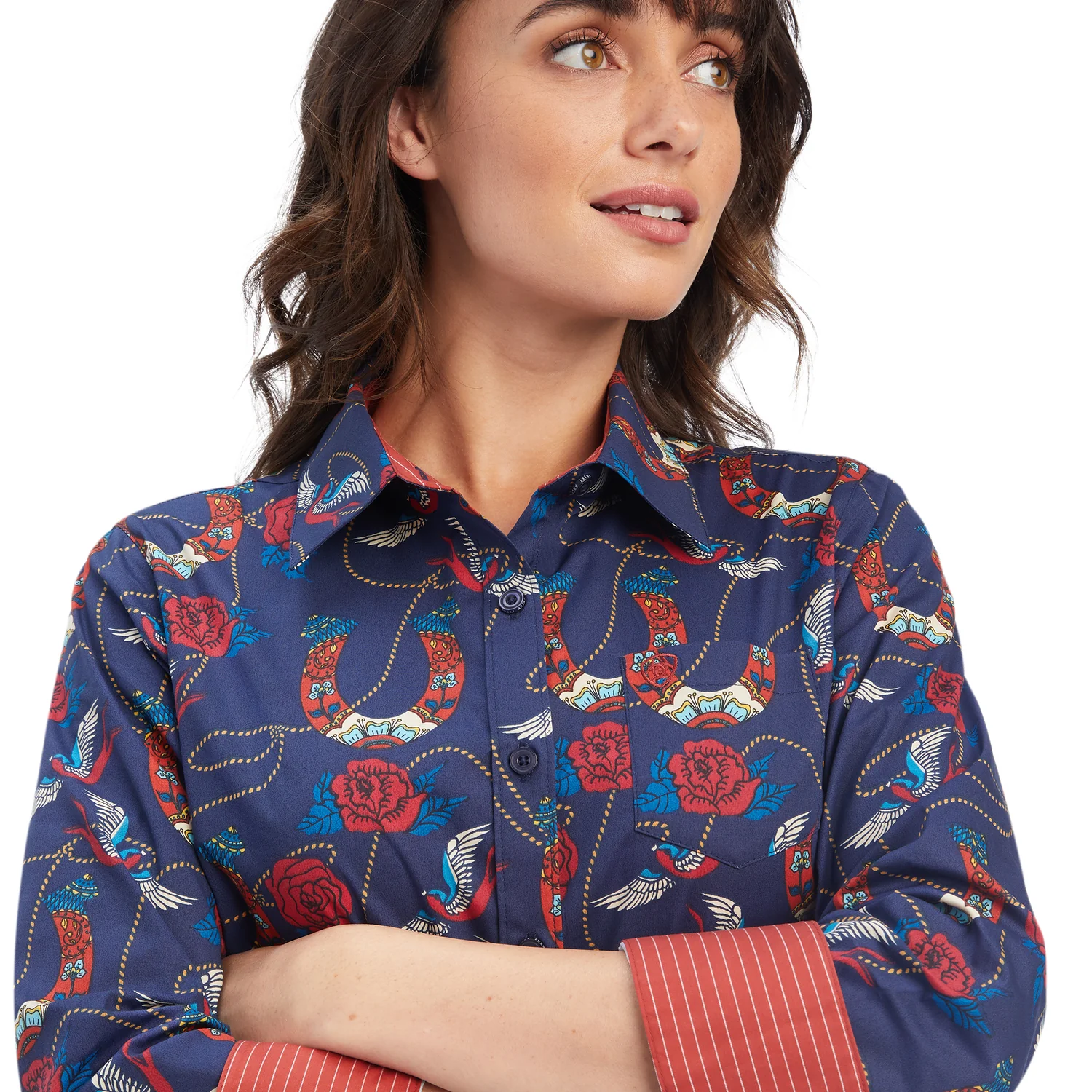 Ariat Women's Kirby Stretch Shirt - Ropey Rose Print - Image 3