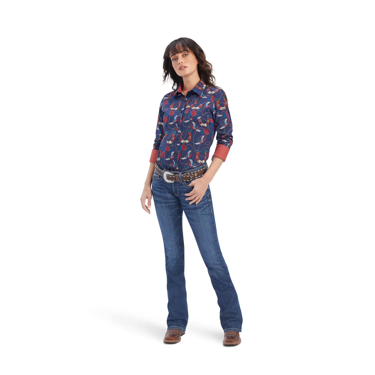 Ariat Women's Kirby Stretch Shirt - Ropey Rose Print - Image 4
