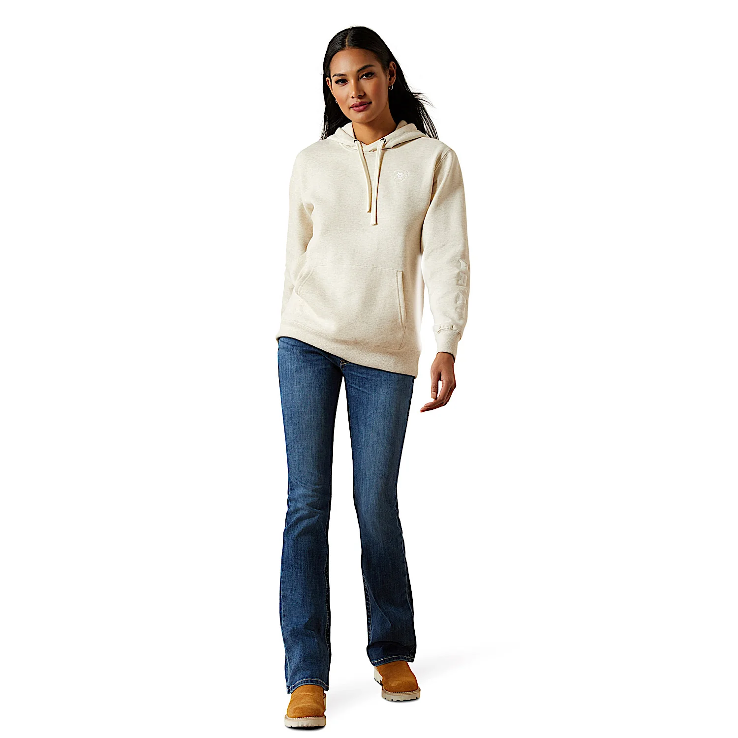 Ariat Women's Logo 2.0 Hoodie - Oatmeal Heather - Image 3