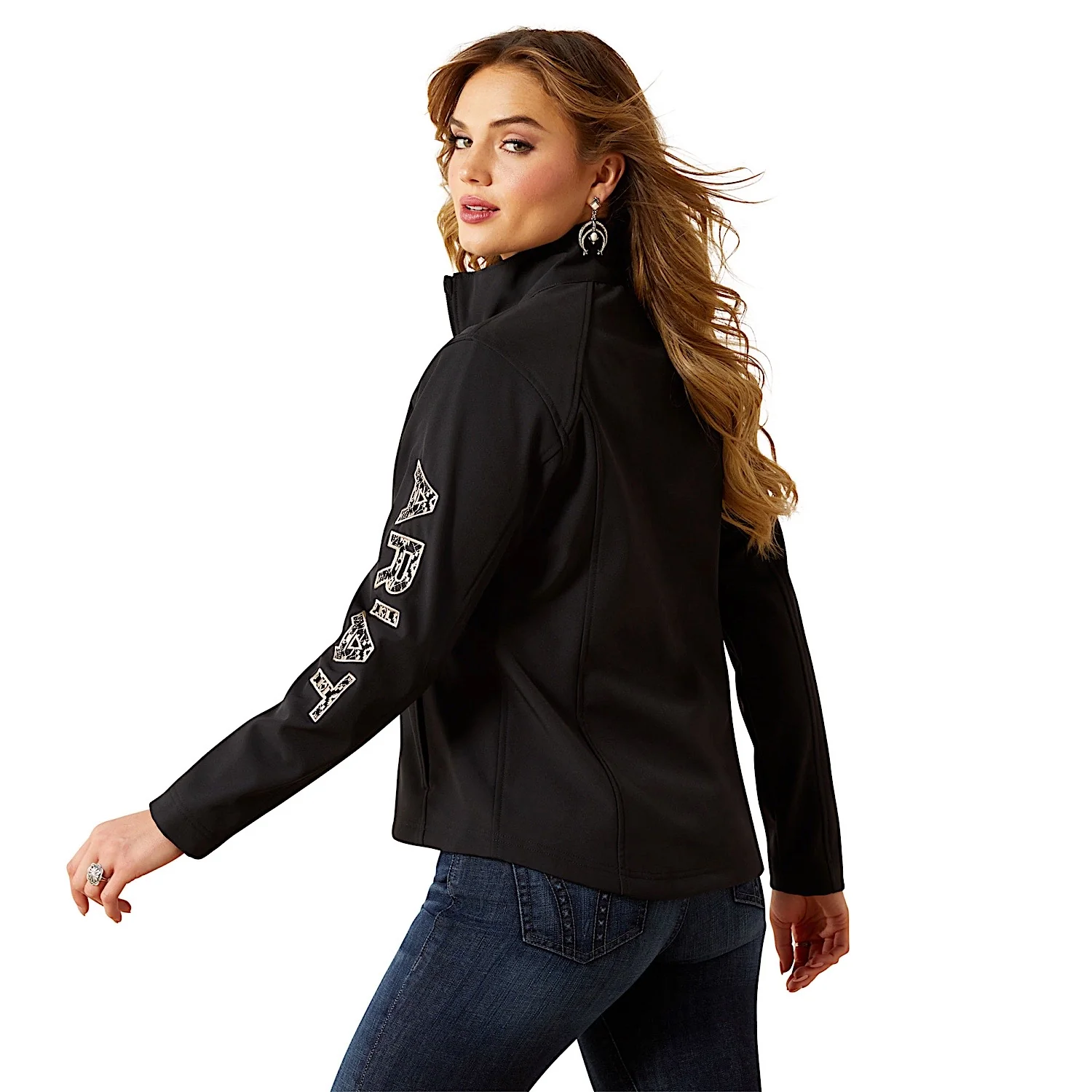 Ariat Women's Logo Softshell Jacket - Black/Southwest - Image 2
